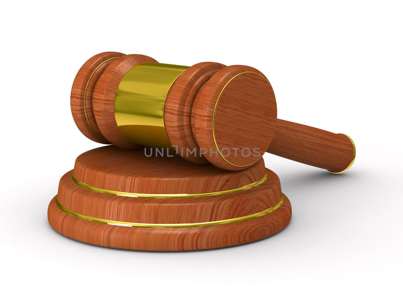 Auction gavel on white. Isolated 3D image