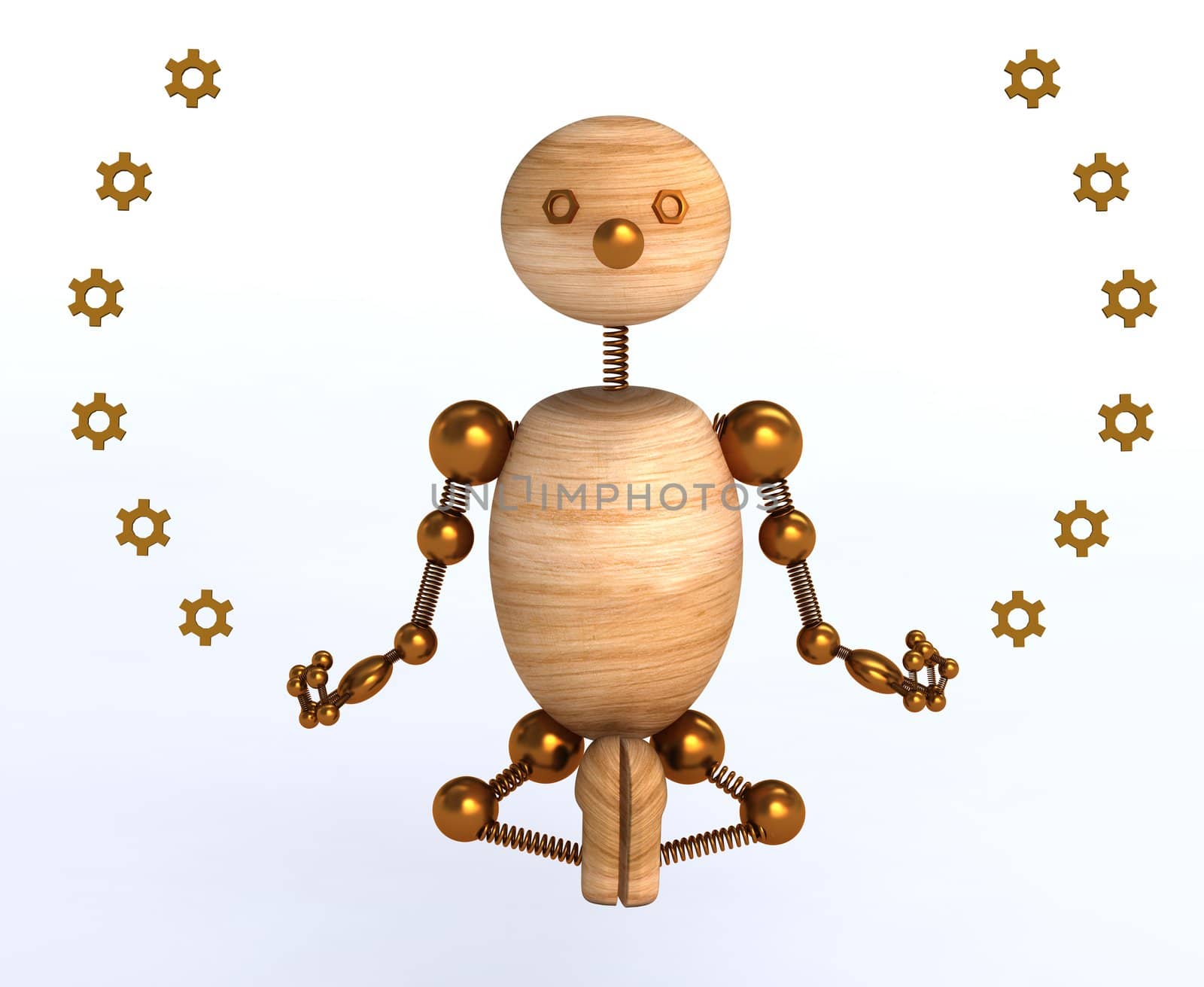 wood man meditation 3d rendered for web