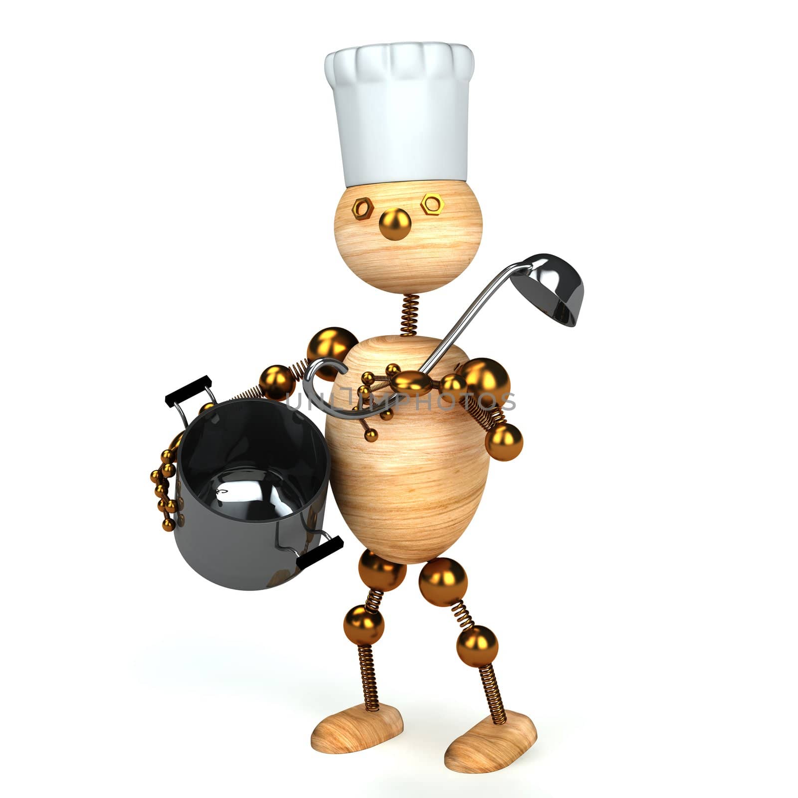 wood man cook 3d rendered for web and commercial