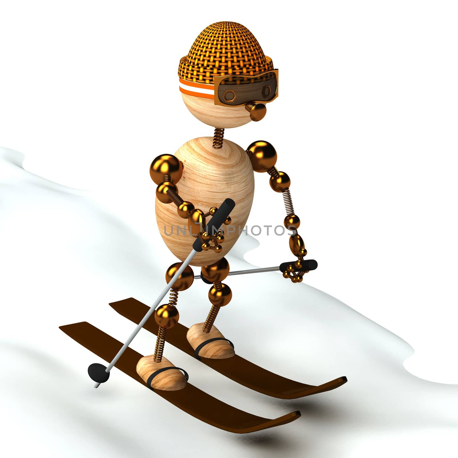 wood man skiing down a slope for web