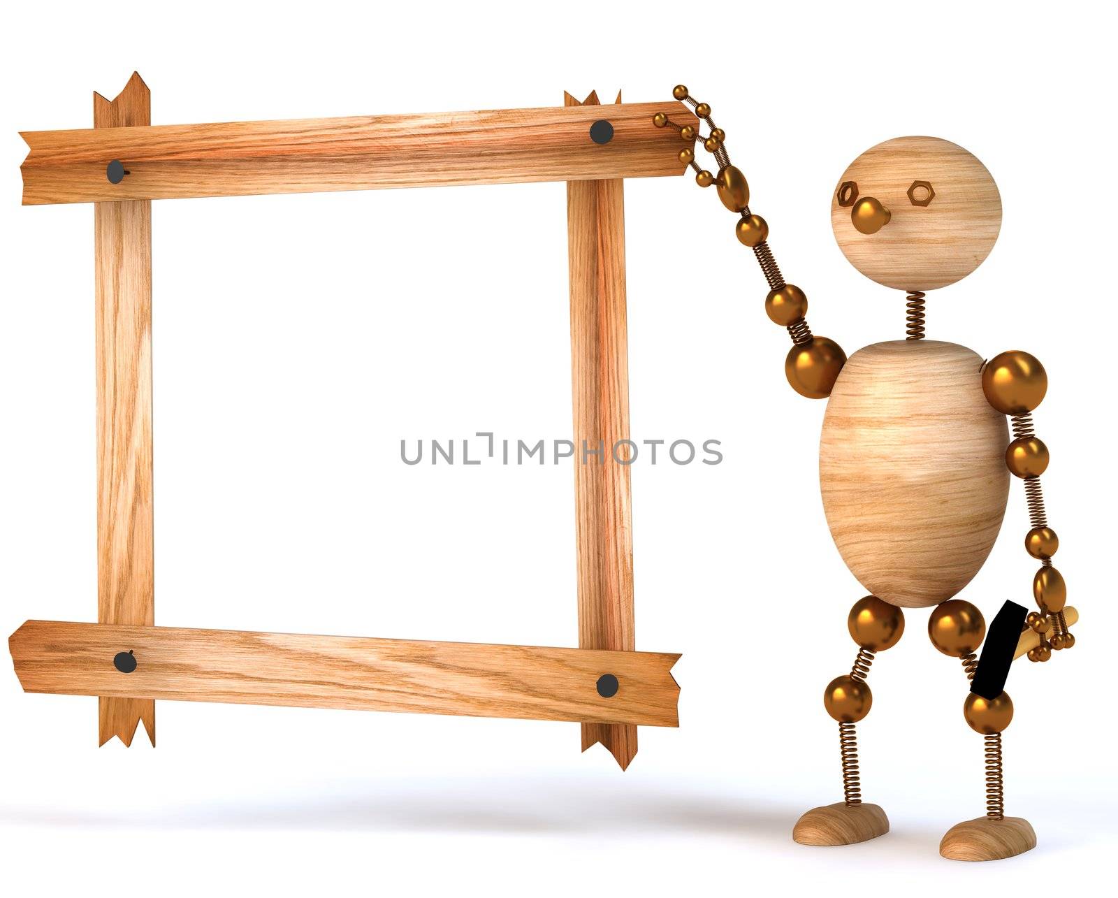 wood man blank  board 3d rendered for web and commercial