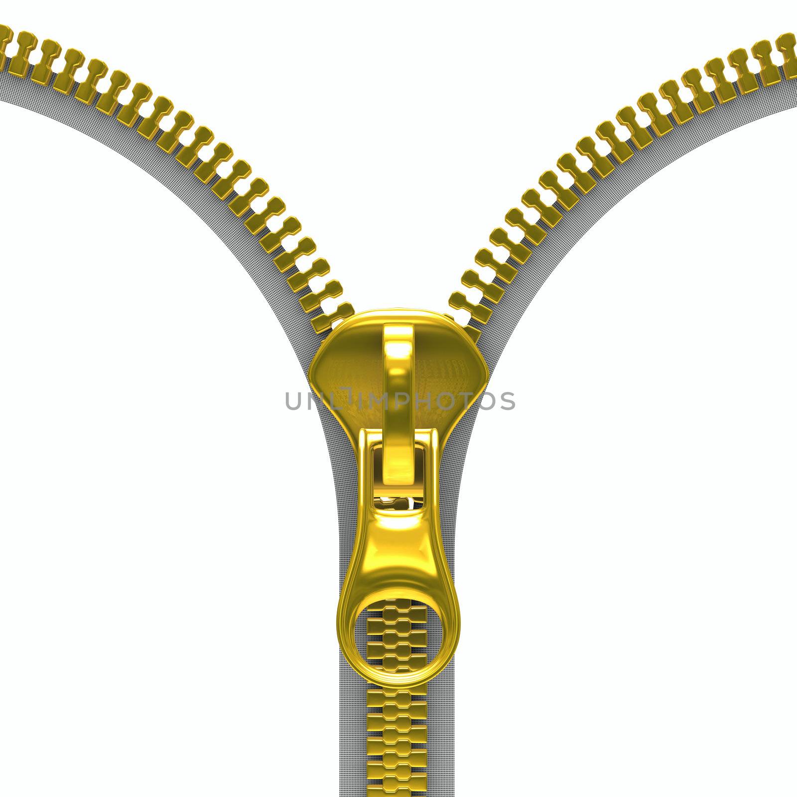 Zipper on white background. Isolated 3D image