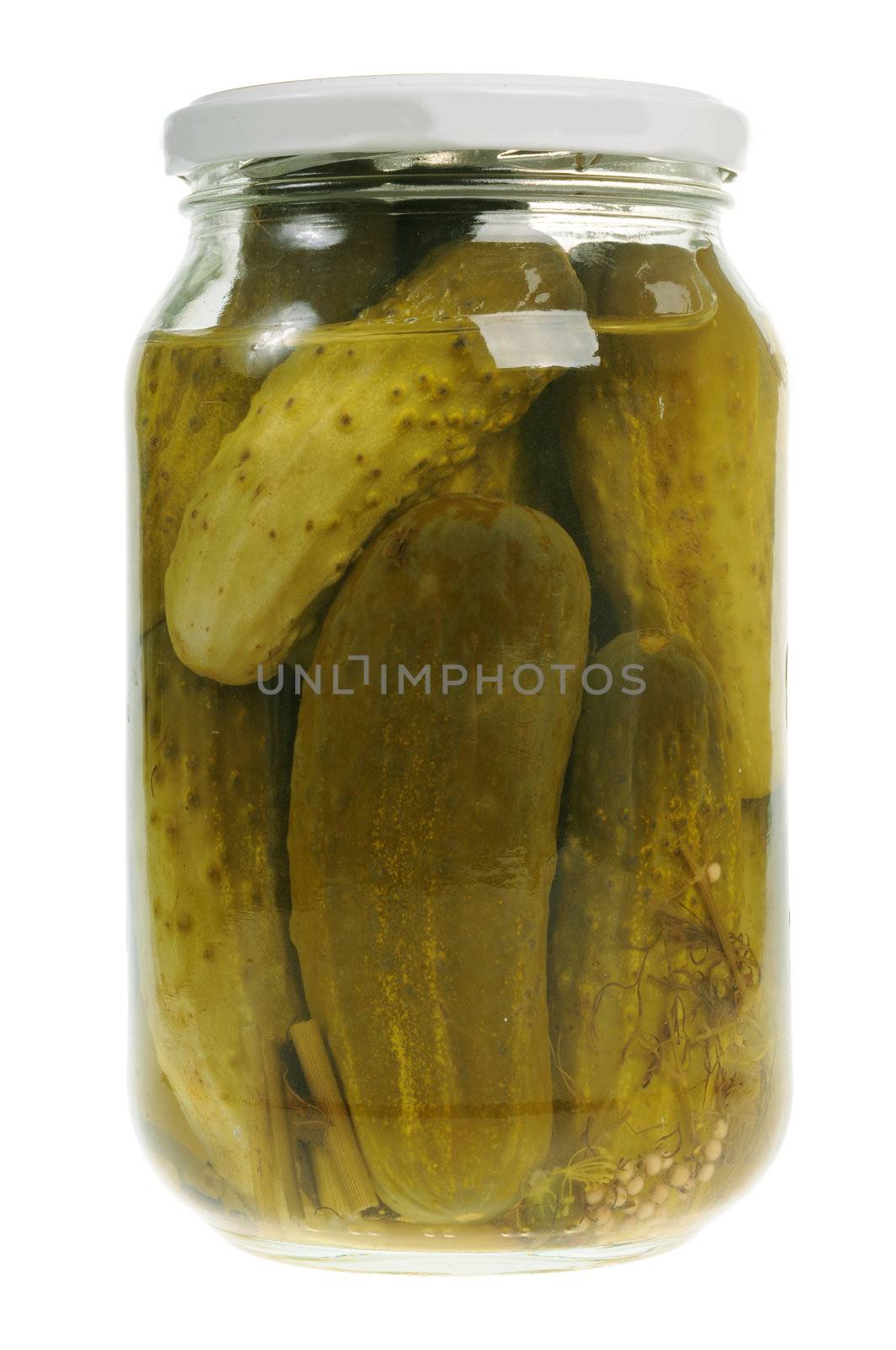 A jar of pickles isolaed on white backgorund