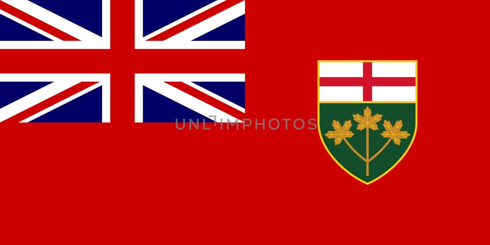 Illustration of Canadian state of Ontario flag, Canada.
