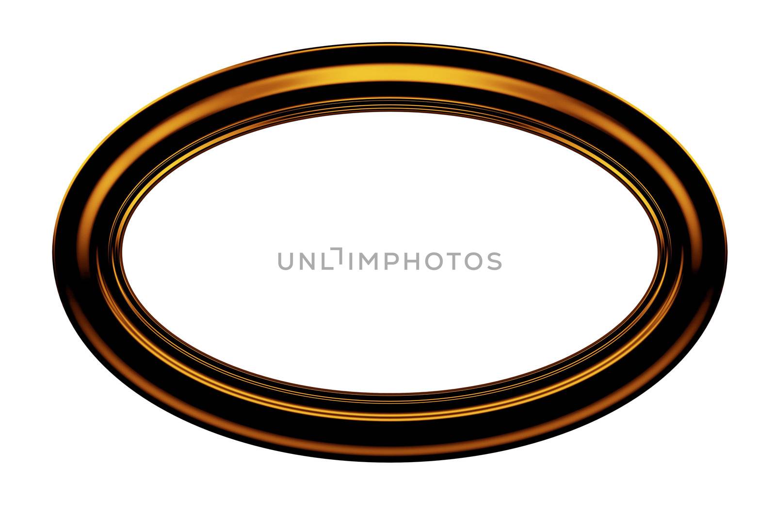 Ellipse brown painting frame isolated on white background