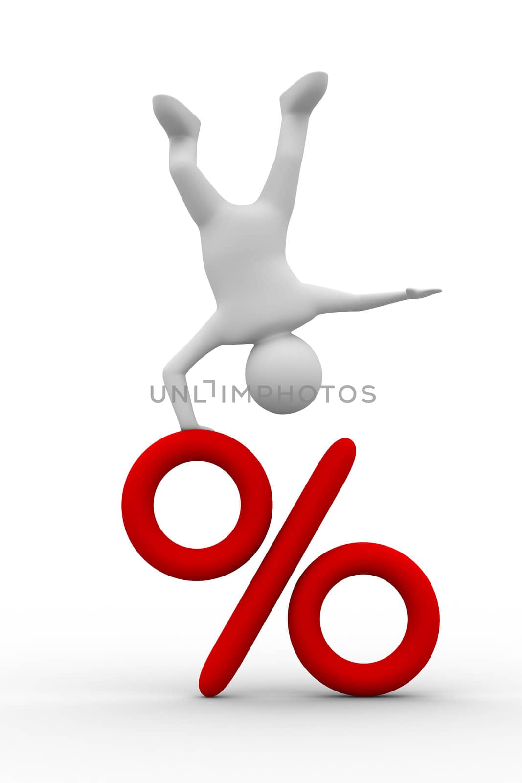 men on percent. Isolated 3D image on white background