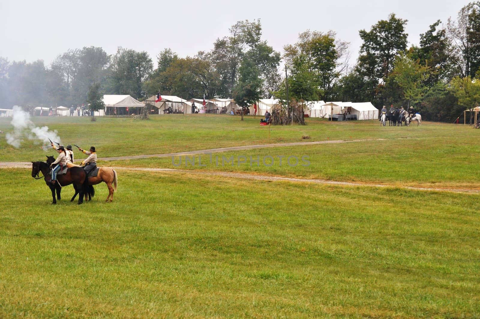 Civil War Re-enactment - background on horses by RefocusPhoto
