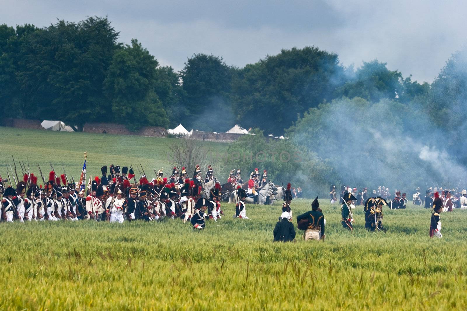 WATERLOO, BELGIUM, JUNE 21, 2009 - History enthusiasts from 24 countries  take part in the re-enactment of the battle of Waterloo that in 1815 ended Napoleon's imperial dream. Attack