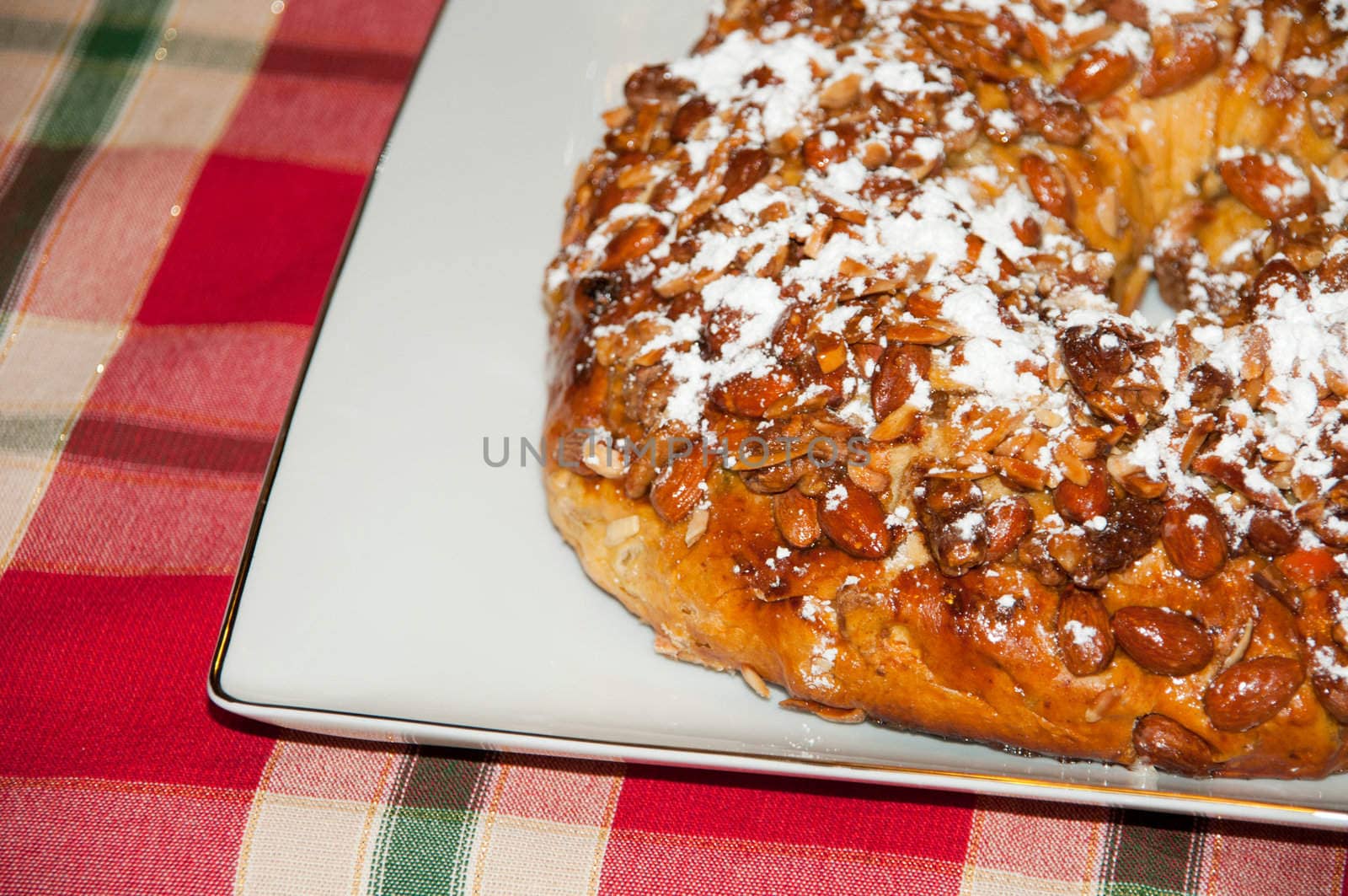 traditional portuguese christmas cake called Bolo Rainha (shallow depth of field)