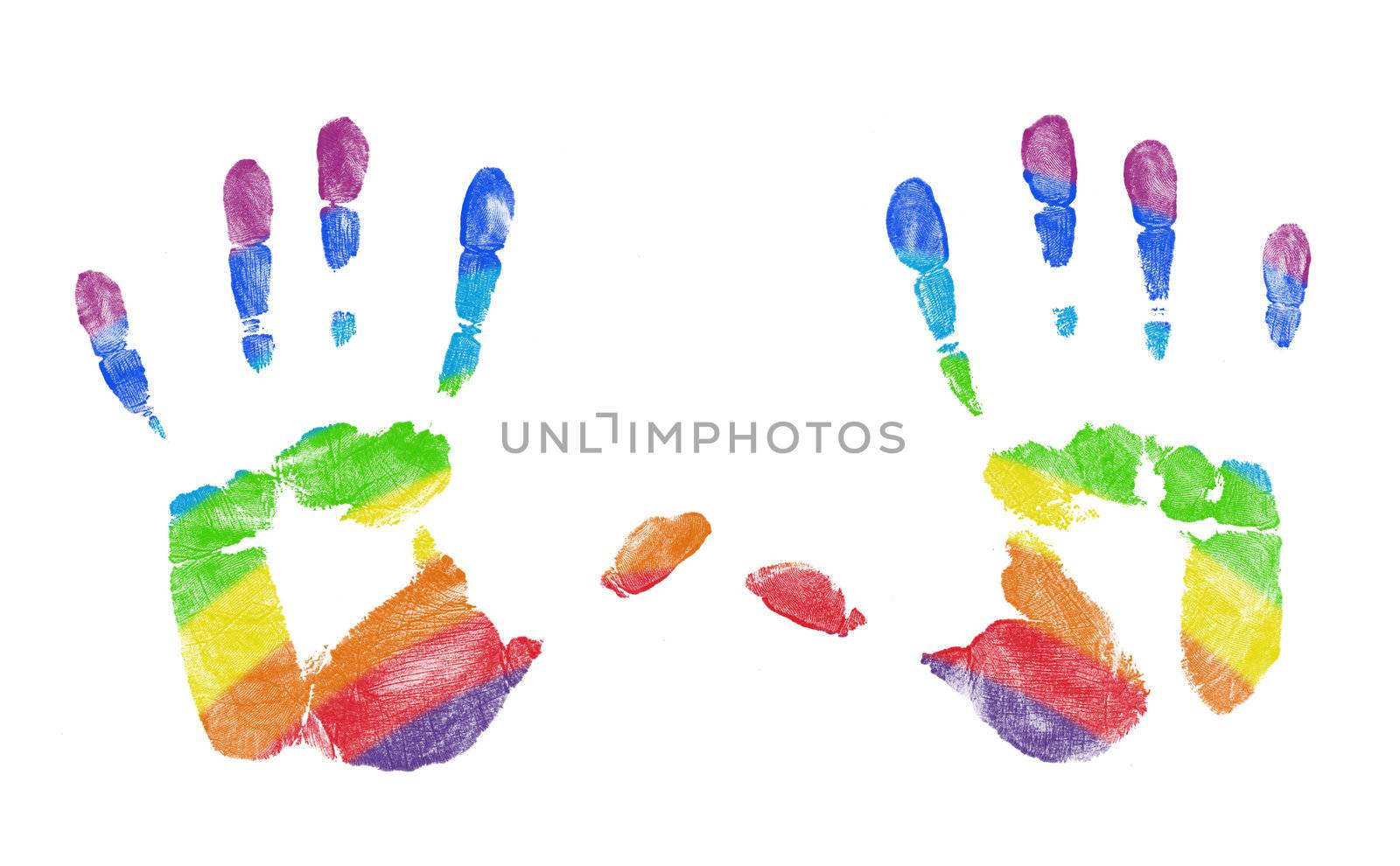 Hand Prints With Rainbow Colors Showing Through