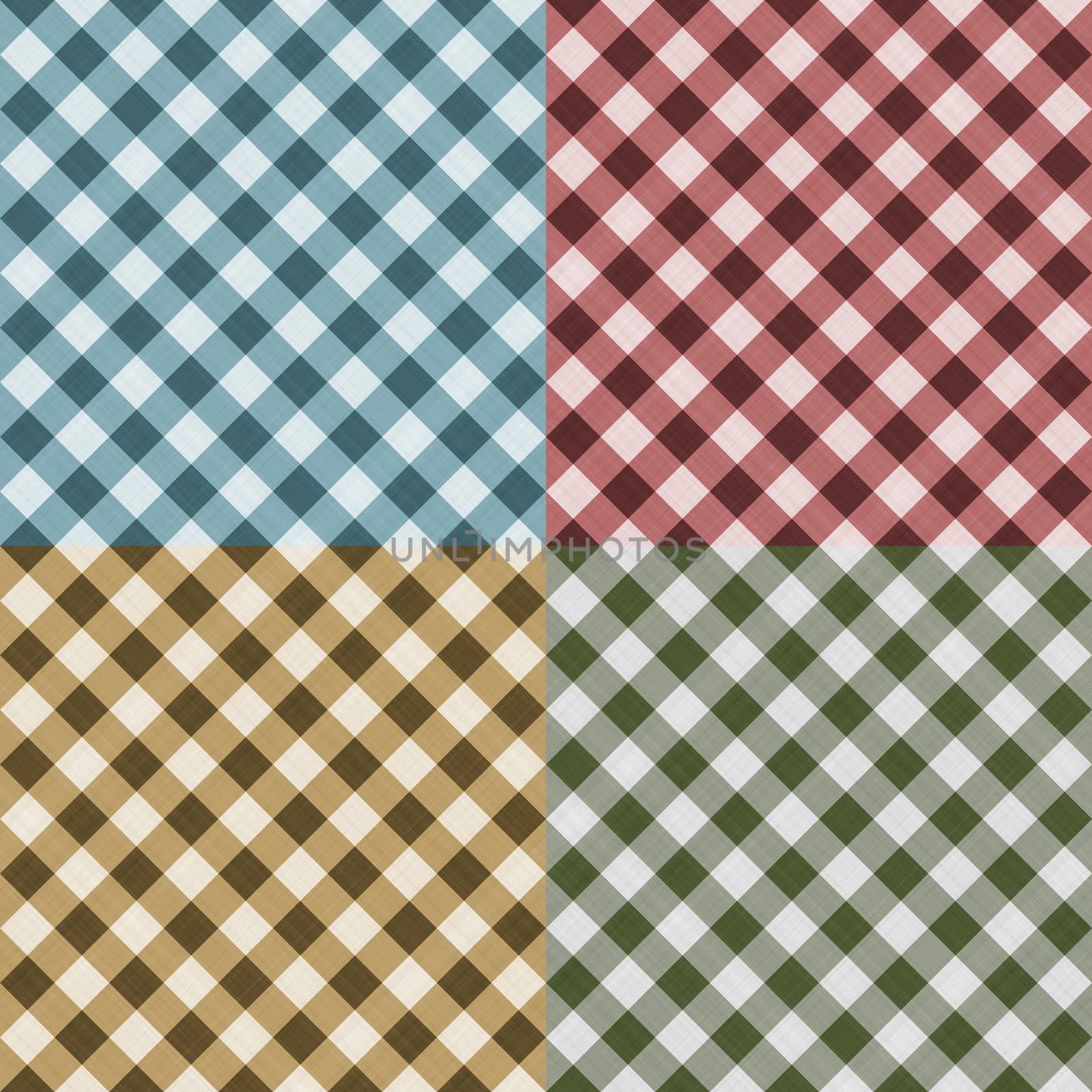 Tablecloth Gingham Seamless Pattern (Four Variations)