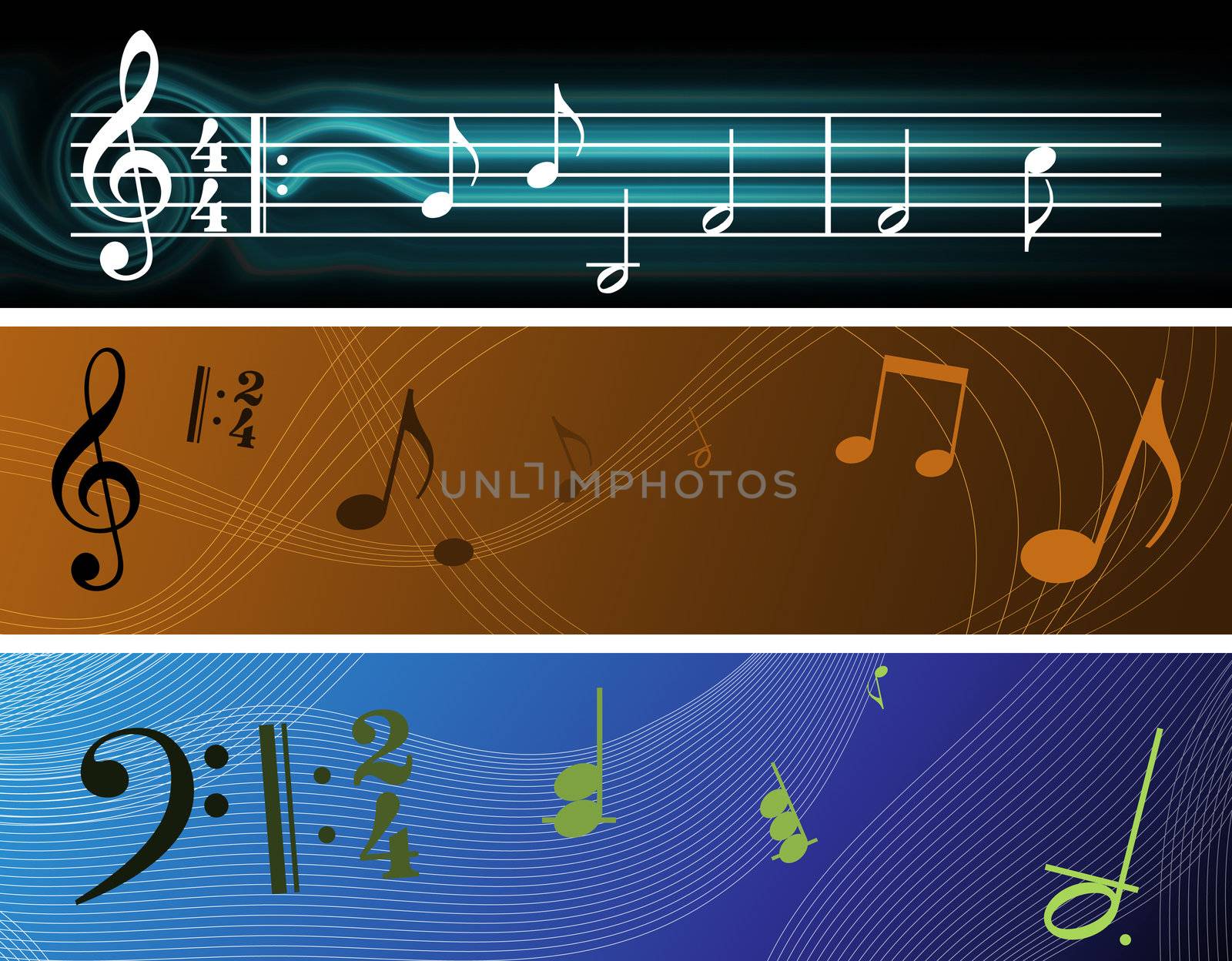 Three Music Inspired Background Banner (4000px x 1000px each)
