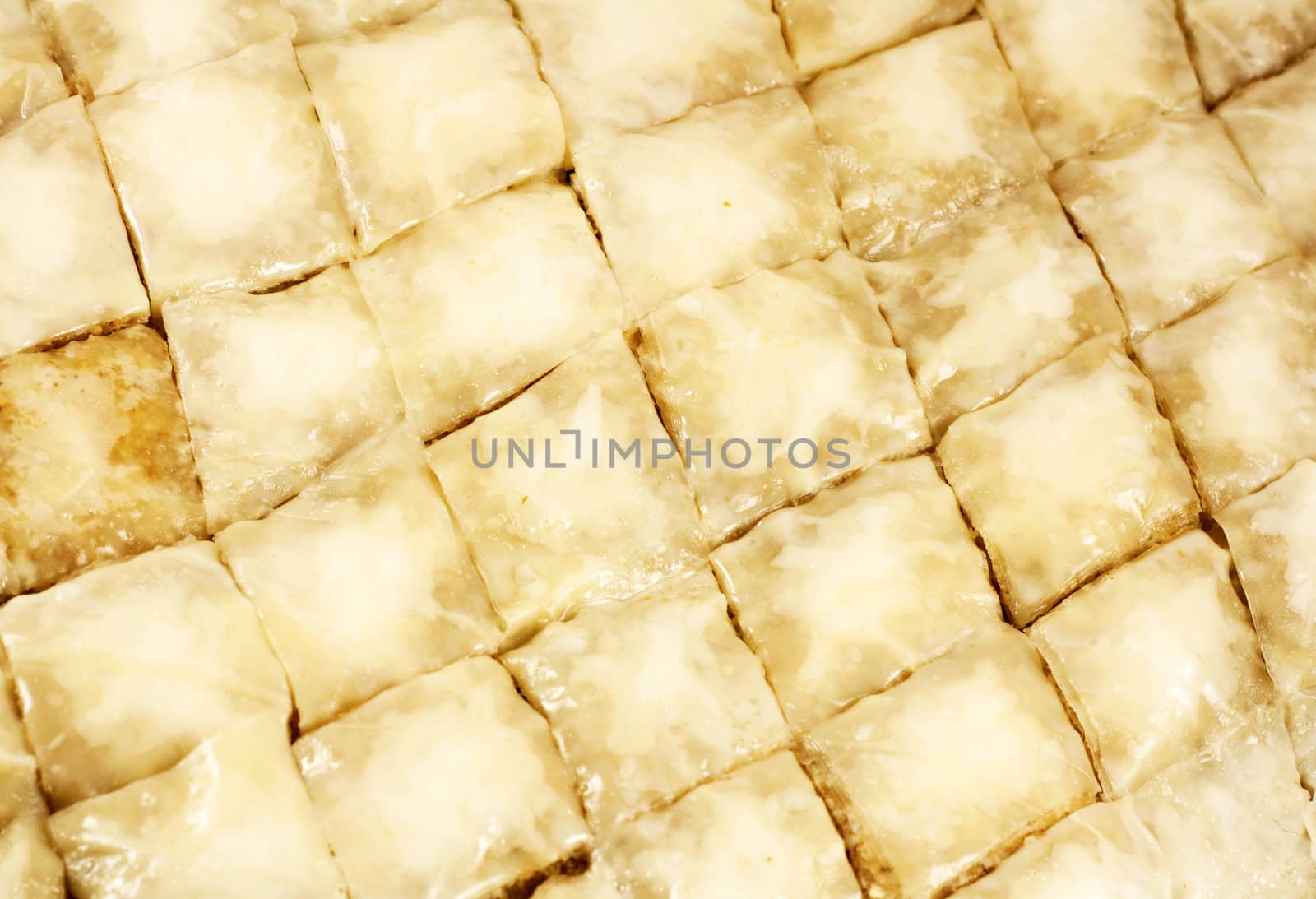 Traditional Turkish dessert baklava in unbaked condition