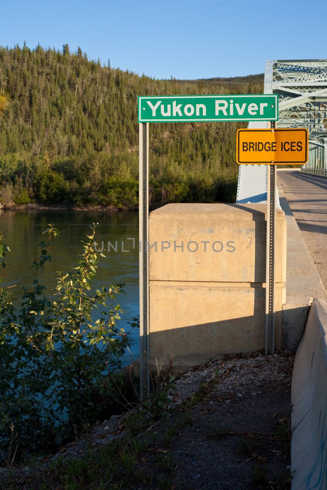 Yukon river bridge at Carmacks, Yukon T., Canada