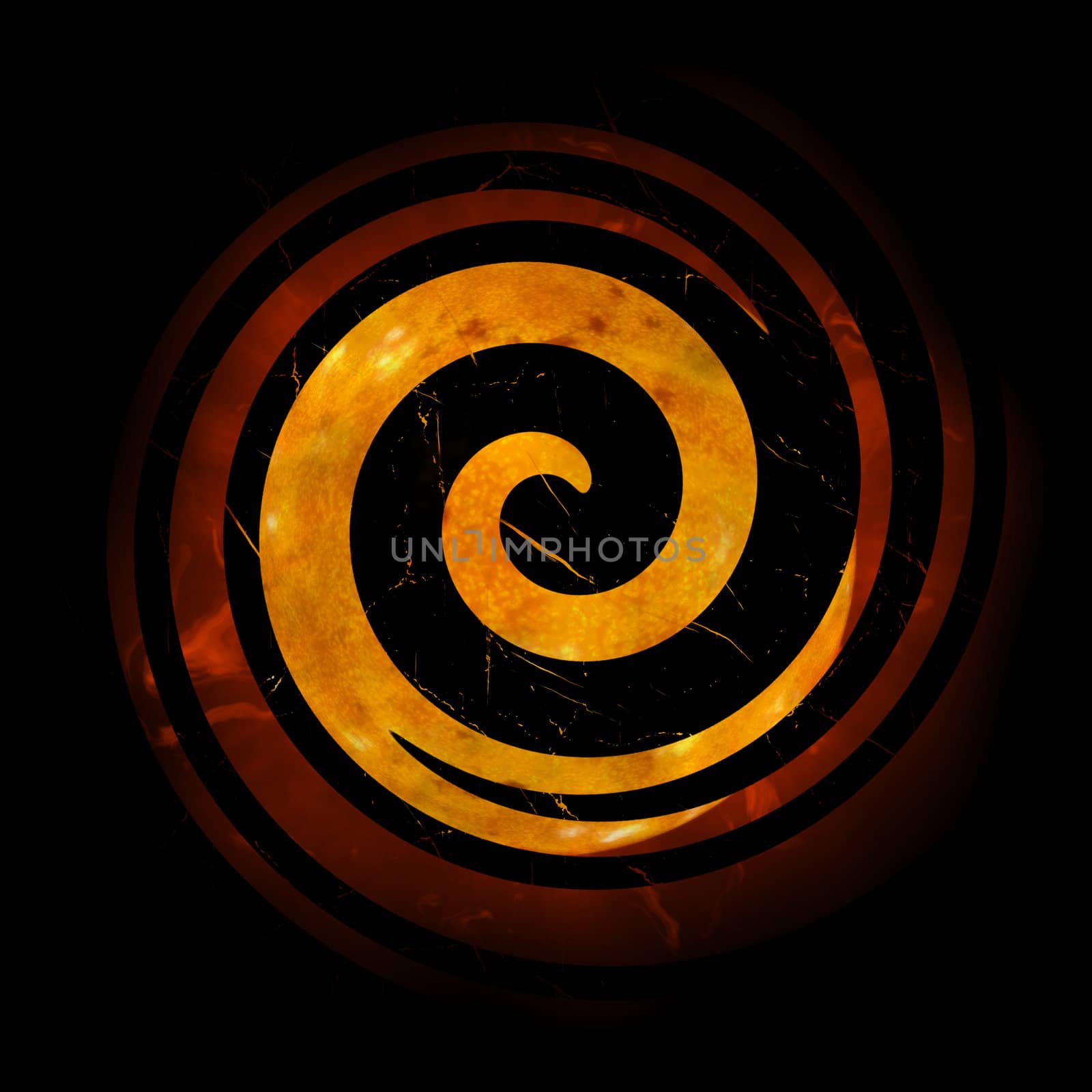 Grunge Black Spiral Over Orange Element