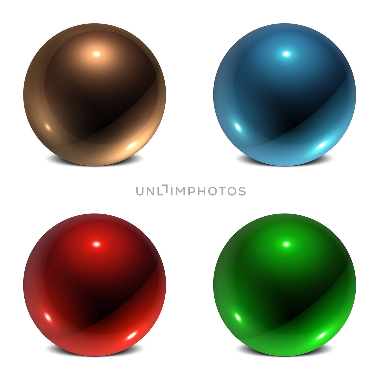 Collection of 4 Three-Dimensional Orbs