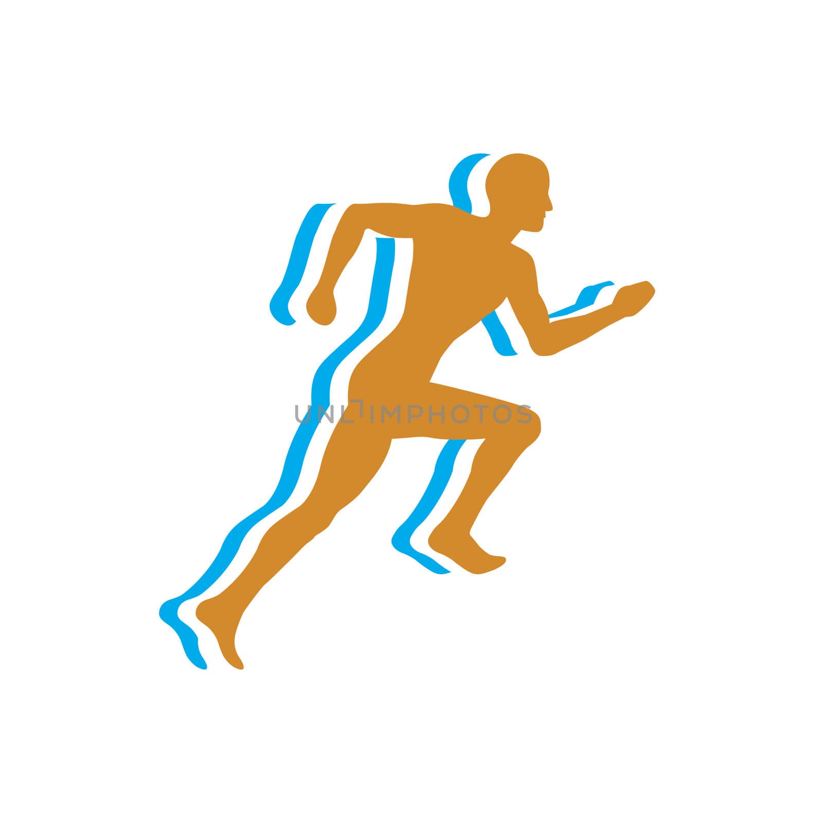 Color Silhouettes of Men Jogging - Bitmap Illustration