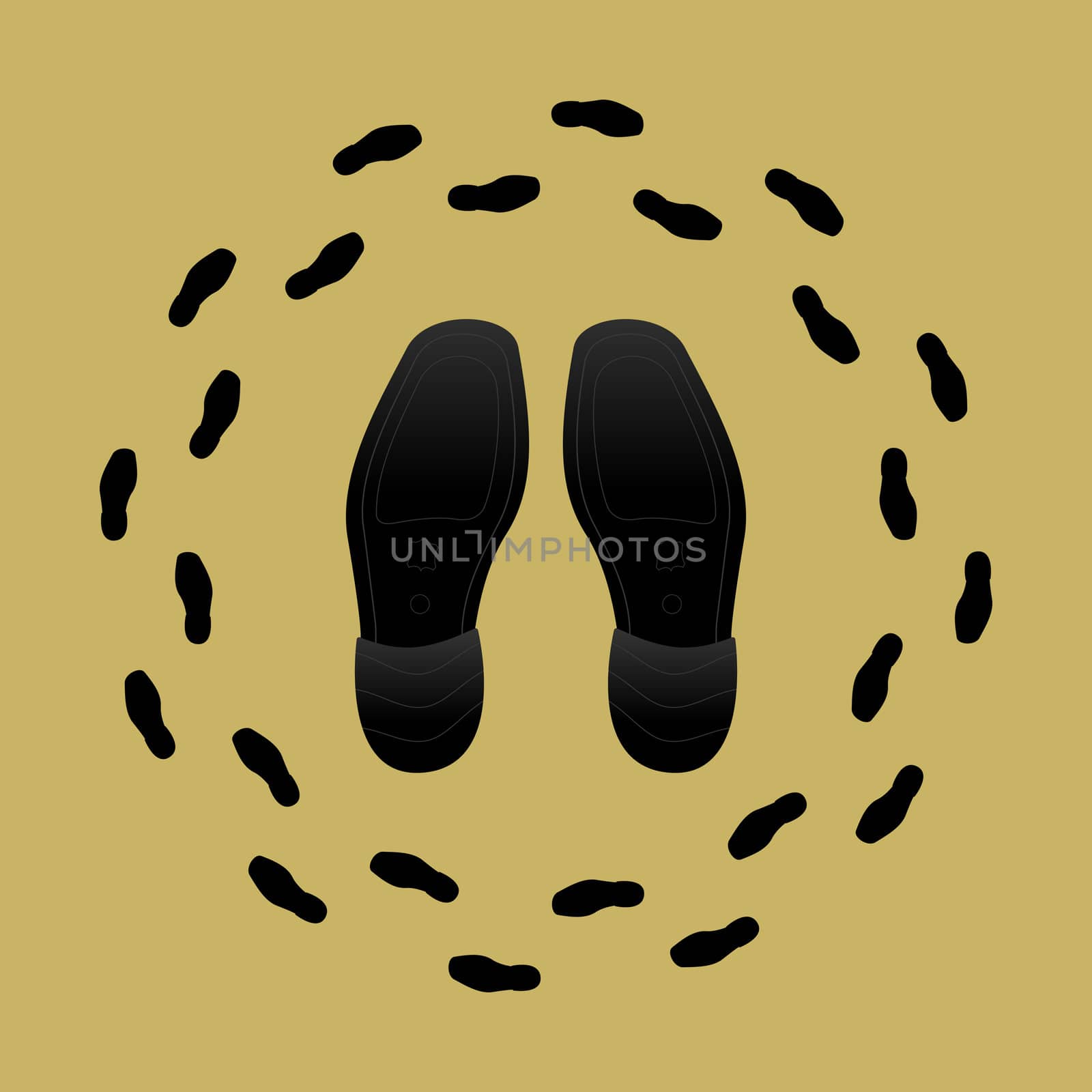Bitmap Illustration of Shoe Soles and Shoe Prints