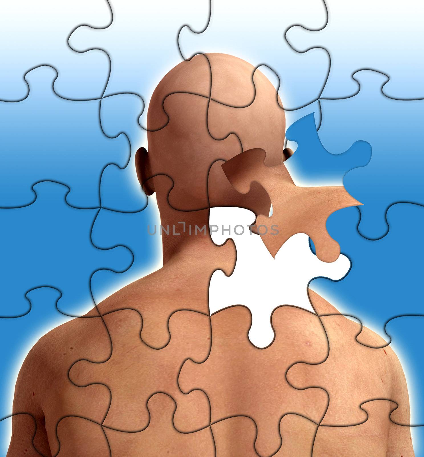 Conceptual image about losing your mind or thoughts.