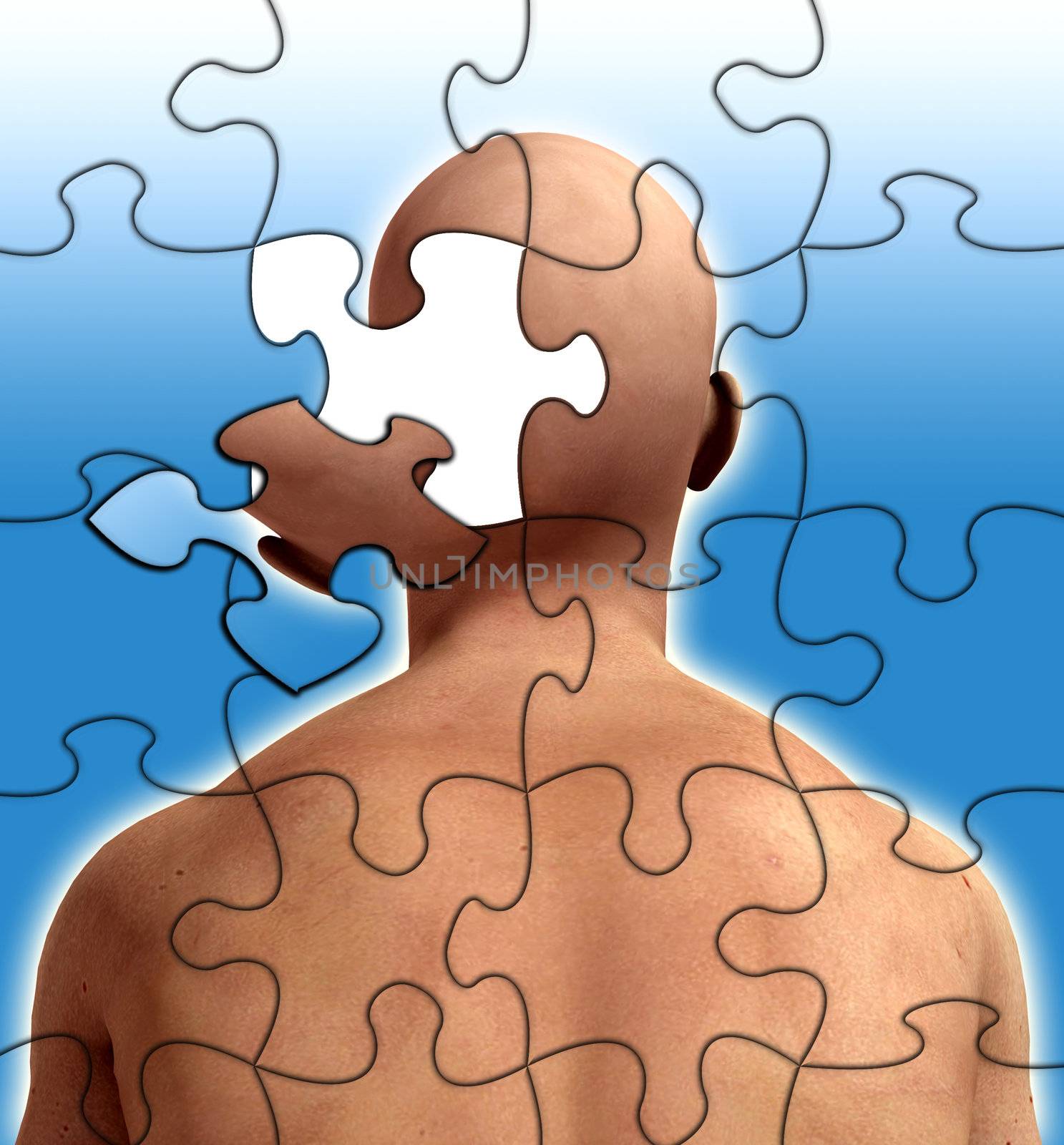Conceptual image about losing your mind or thoughts.
