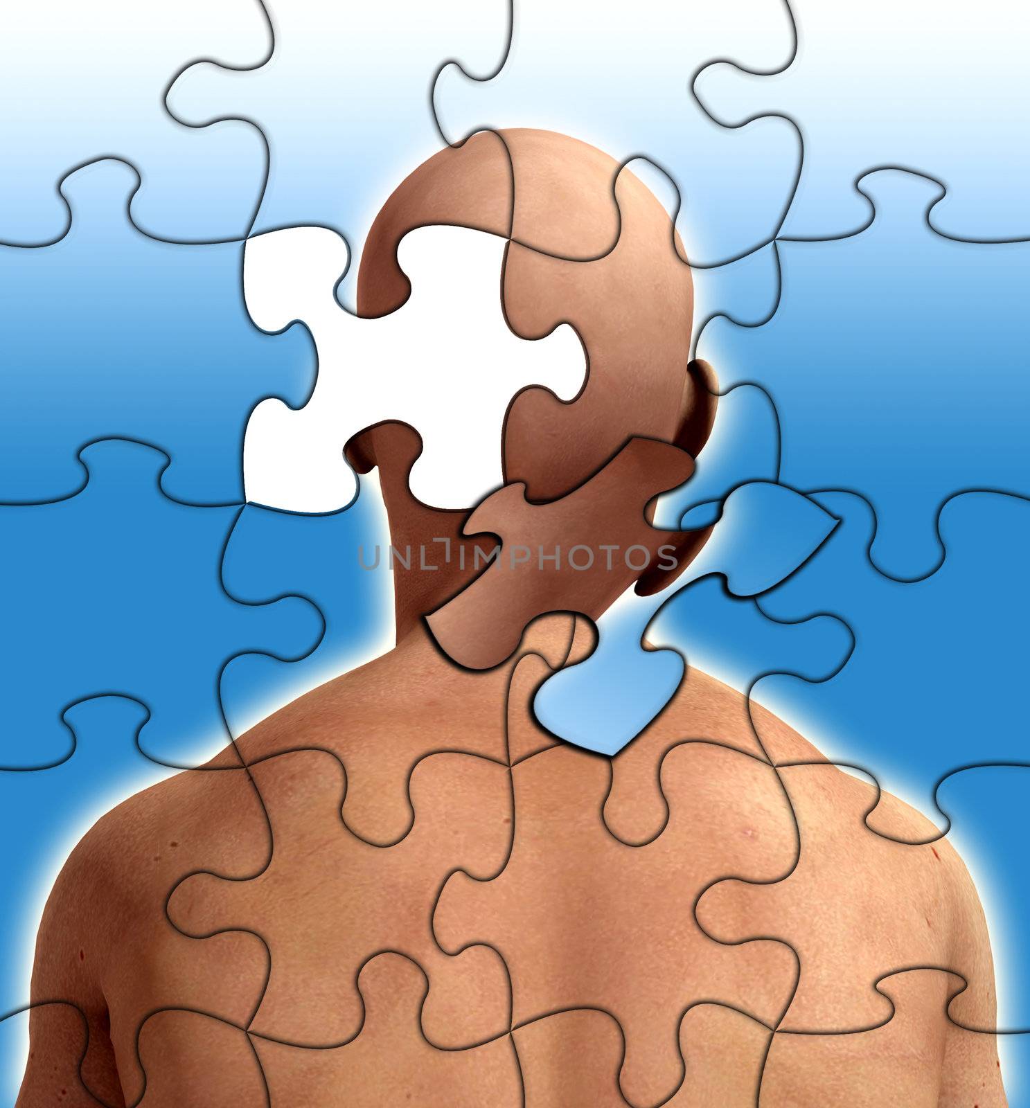 Conceptual image about losing your mind or thoughts.