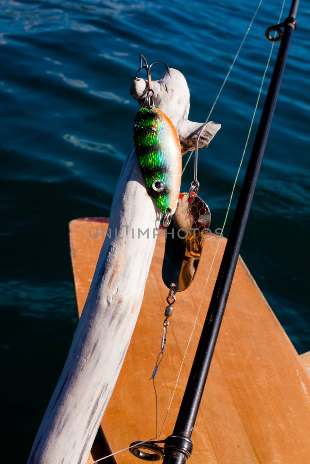 Fishing lure ready to be used in promising fish waters.