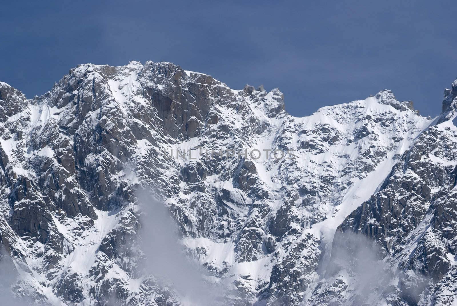 The Mont Blanc mountain range in Chamonix
