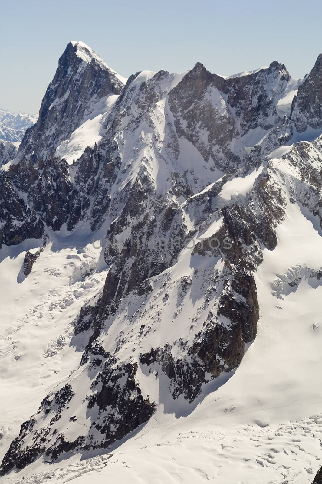 The Mont Blanc mountain range in Chamonix