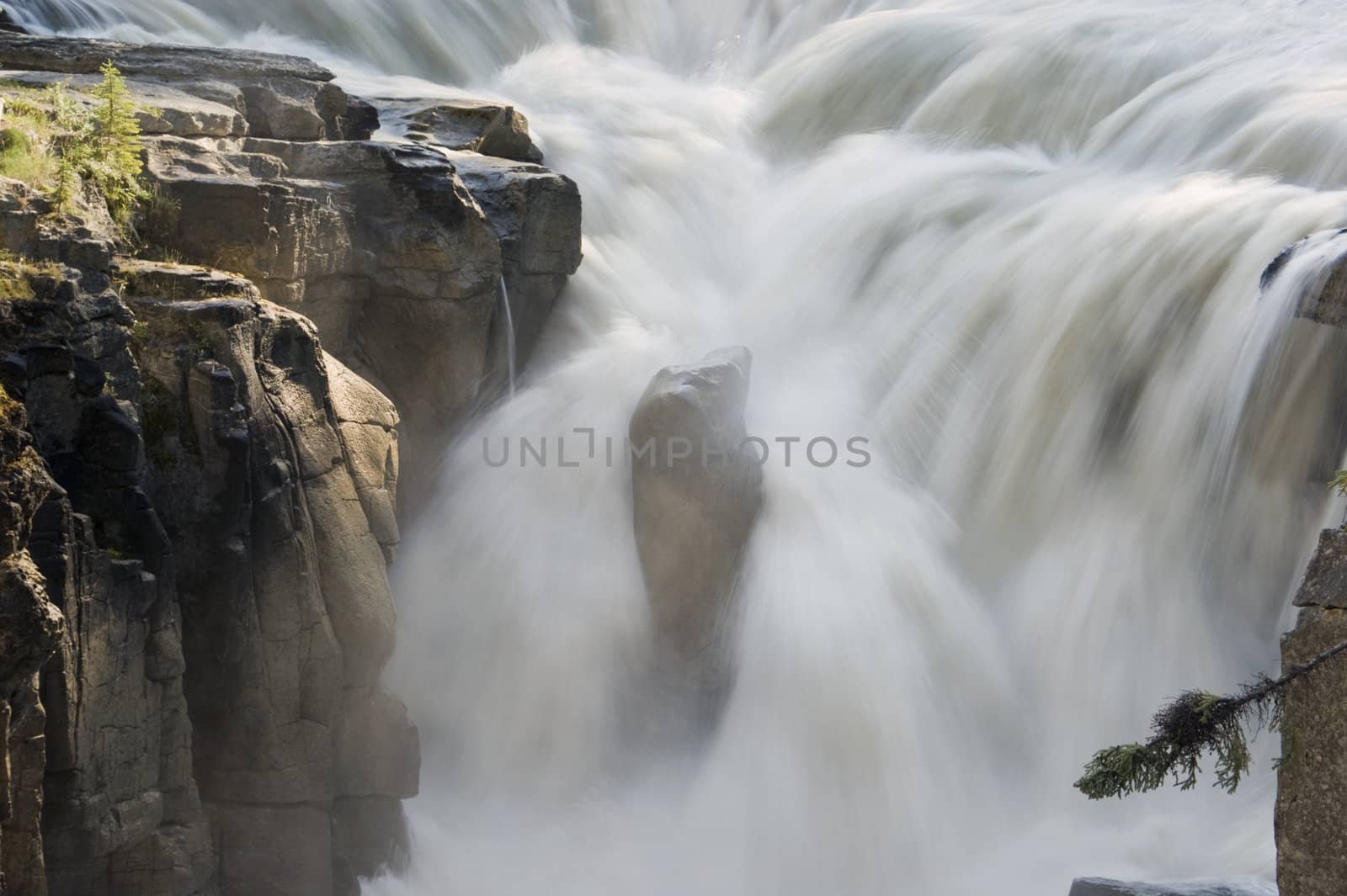 Sunwapta Falls in August in Jasper National Park