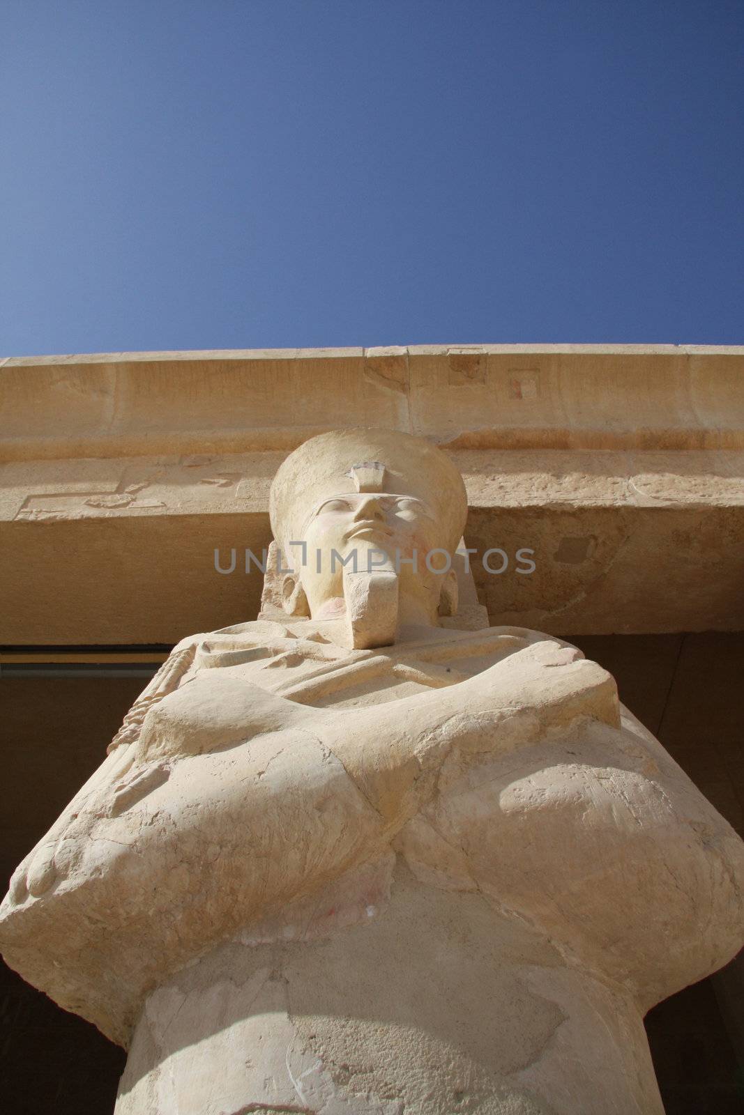 Temple of Queen Hatshepsut Luxor, Egypt, main statues which stretch the width of the temple