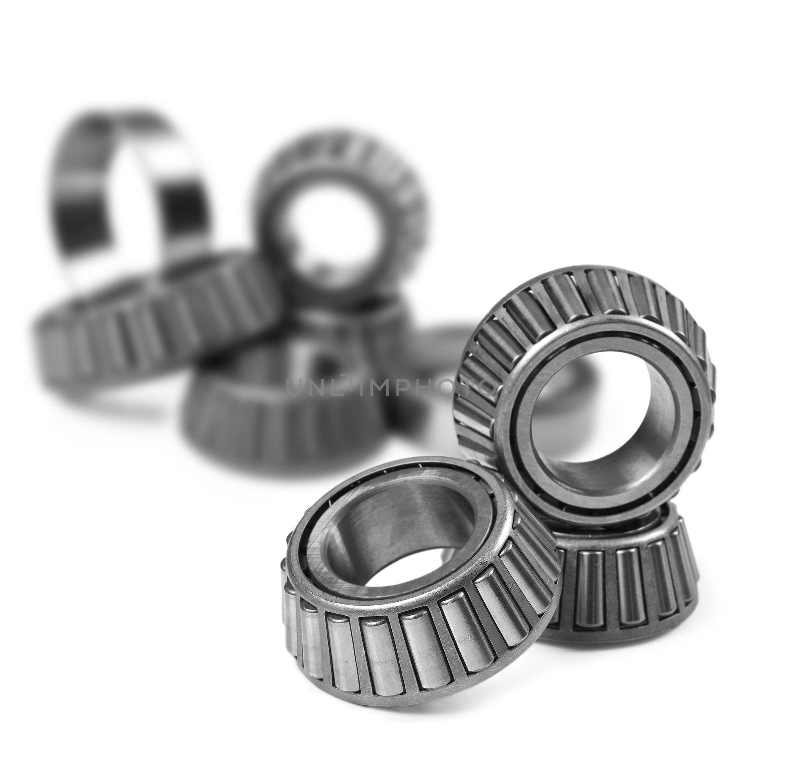 Ball bearings on a pure white background with space for text by tish1