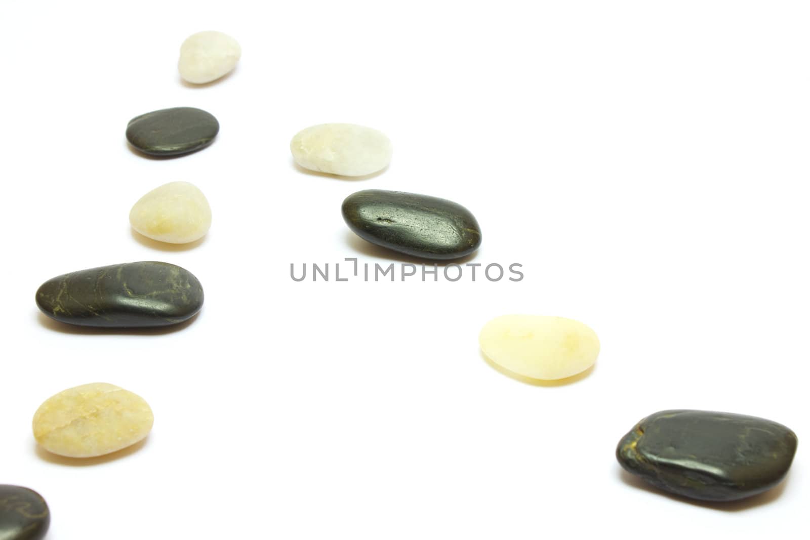 Black and white stones isolated on white