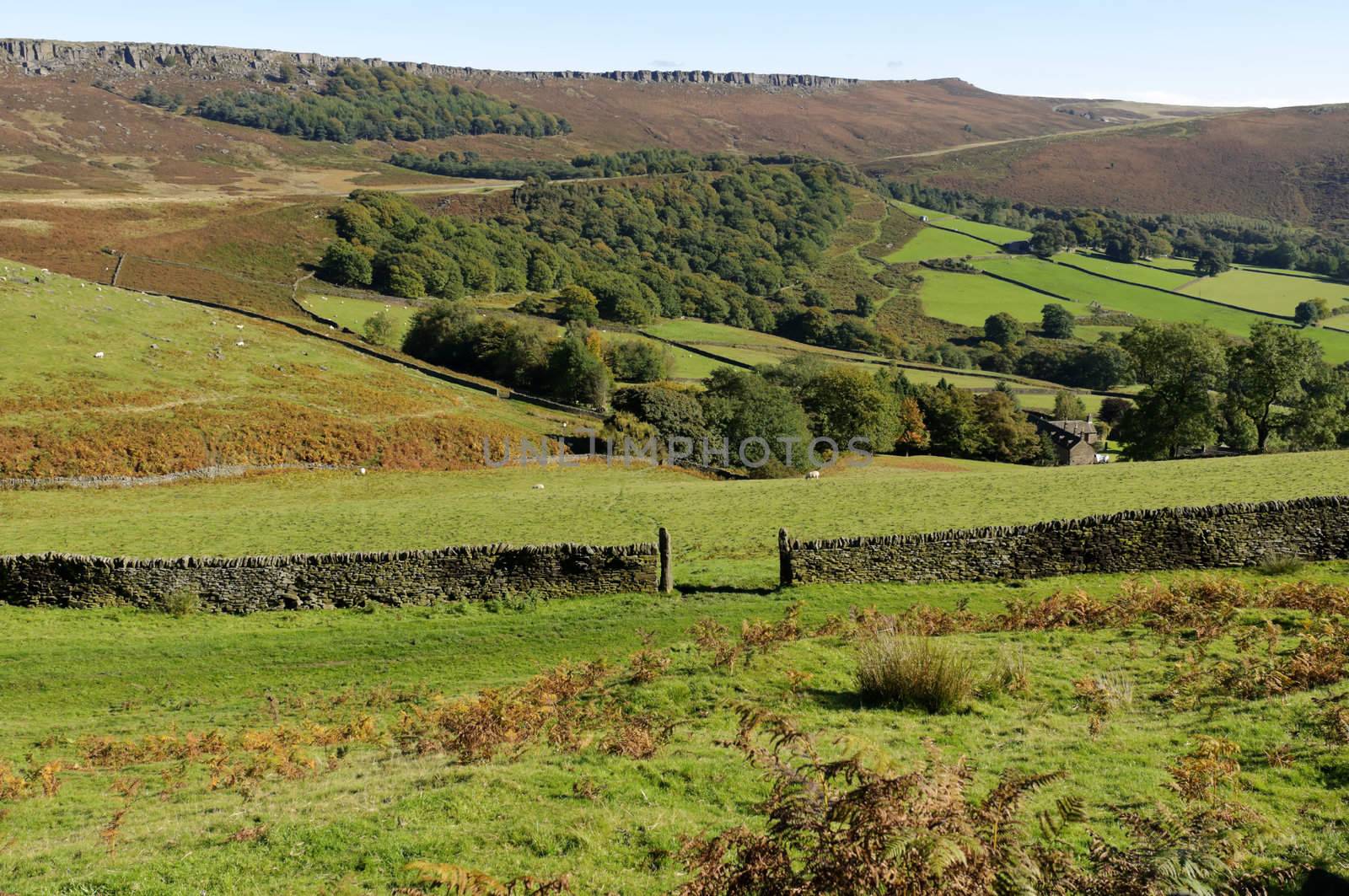 Stanage Edge in Peak District National Park Derbyshire England