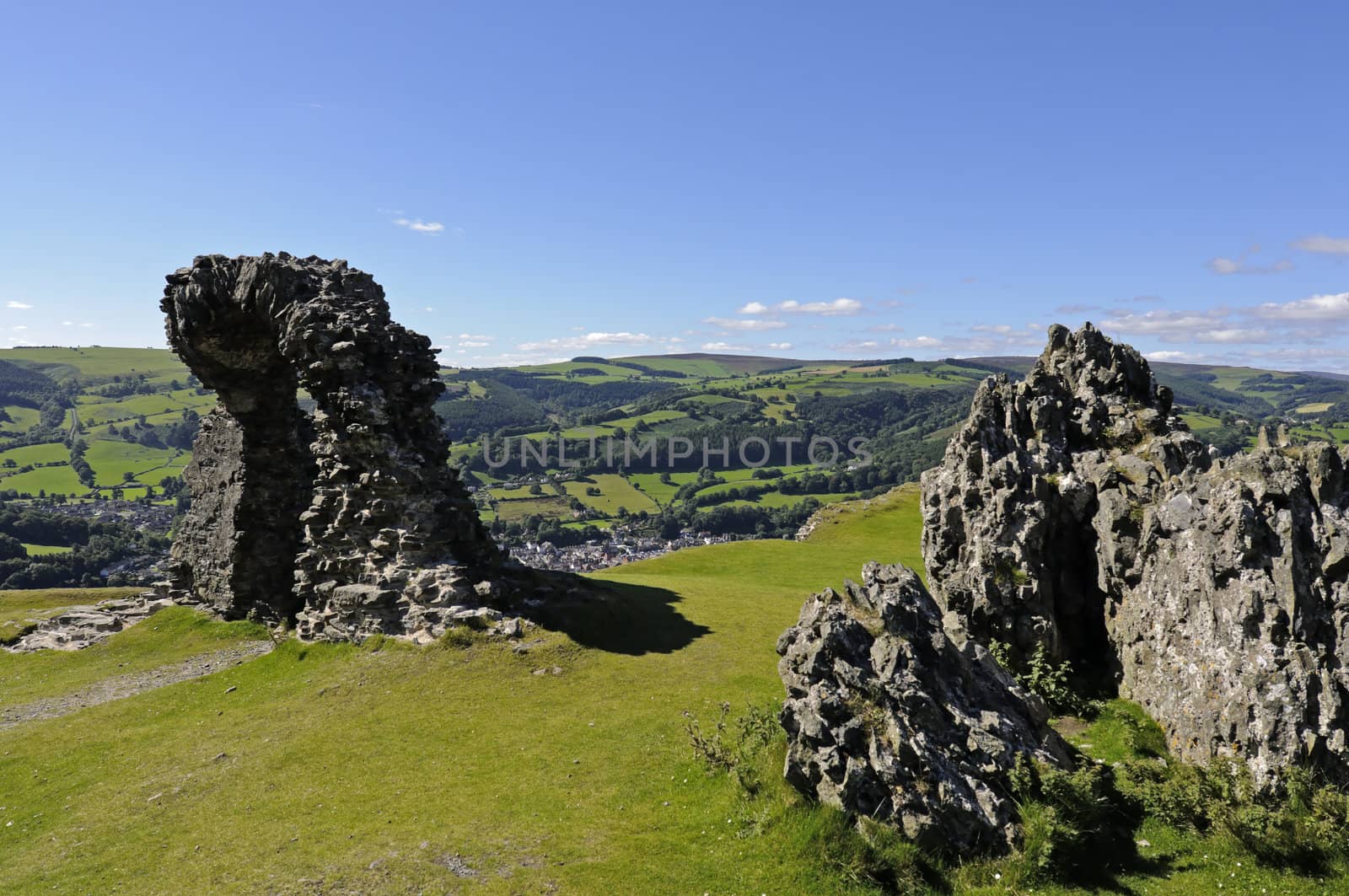 View of Castell Dinas Bran above Llangollen in Denbighshire Wales UK