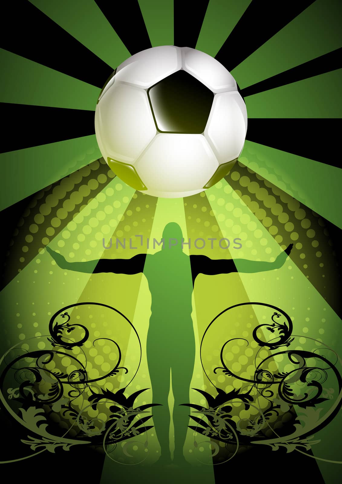 Soccer ball on grunge background, element for design