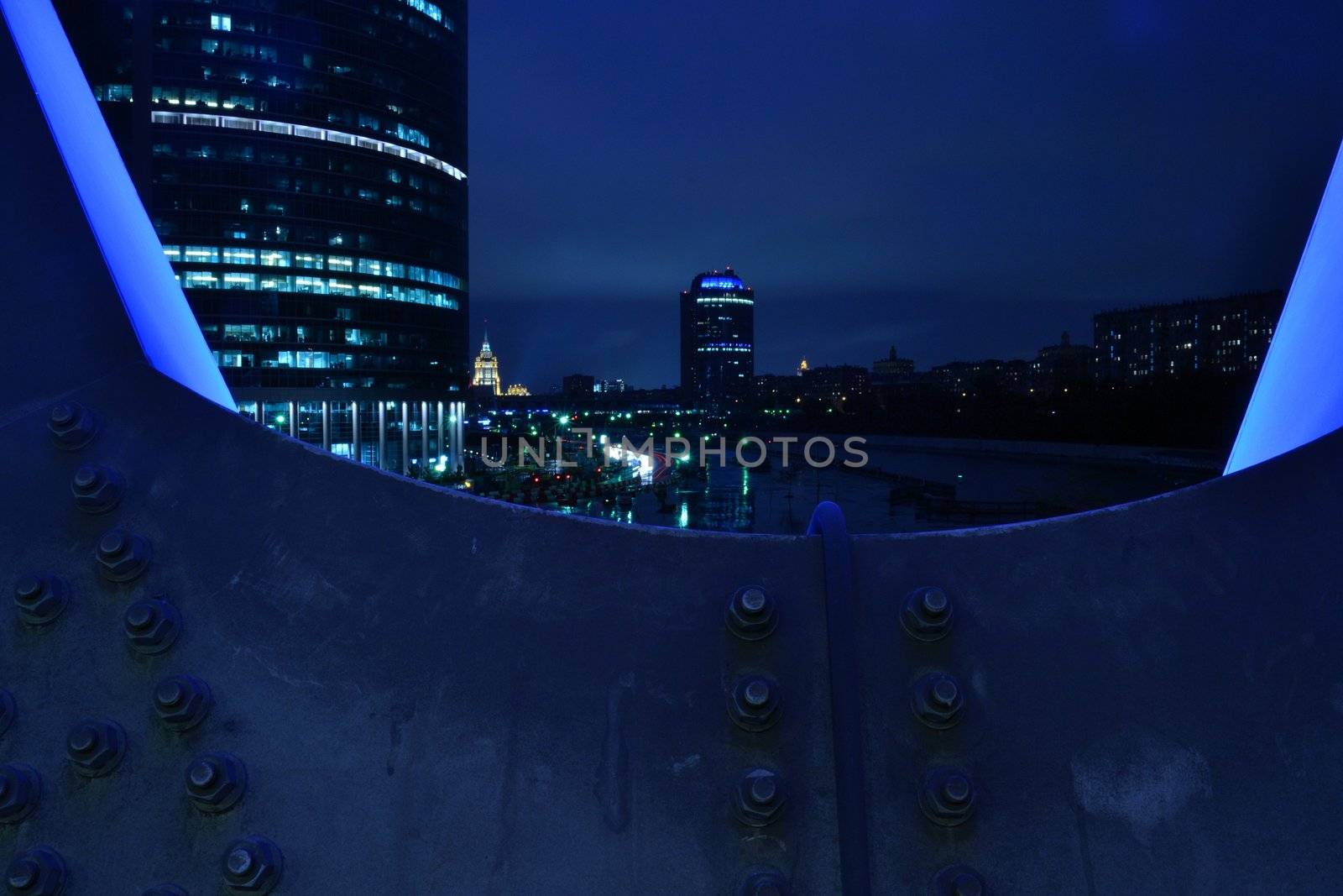 The view of night Moscow from the bridge