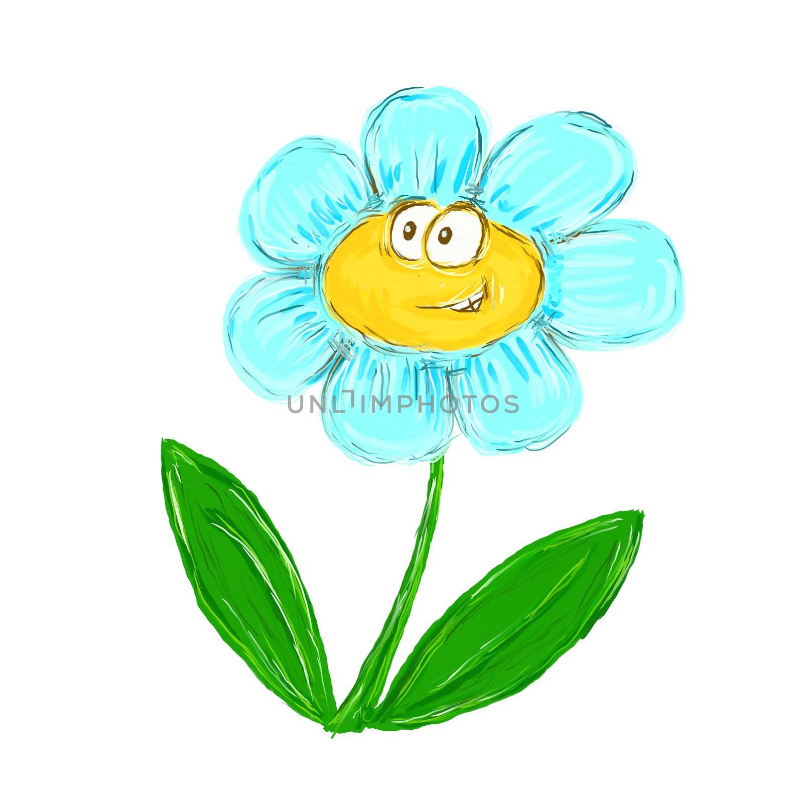 comic flower on white background - illustration