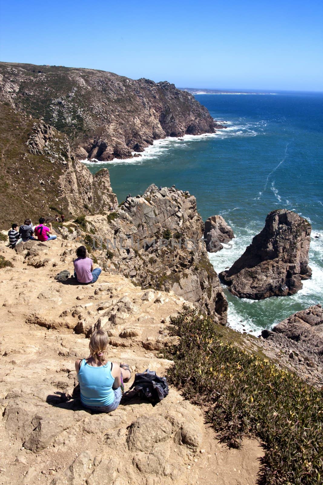 View of the cliffs near Zambujeira do Mar, located on the Alentejo, Portugal.