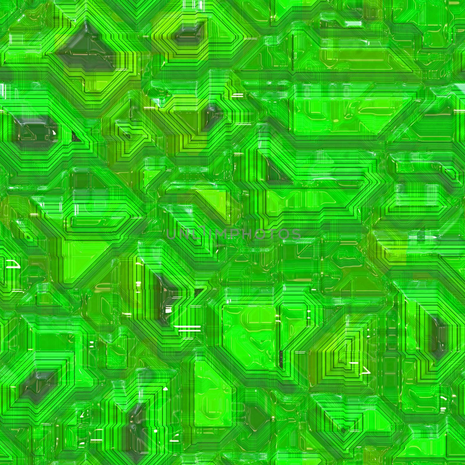 Seamless computer circuity pattern in a lime green hue.