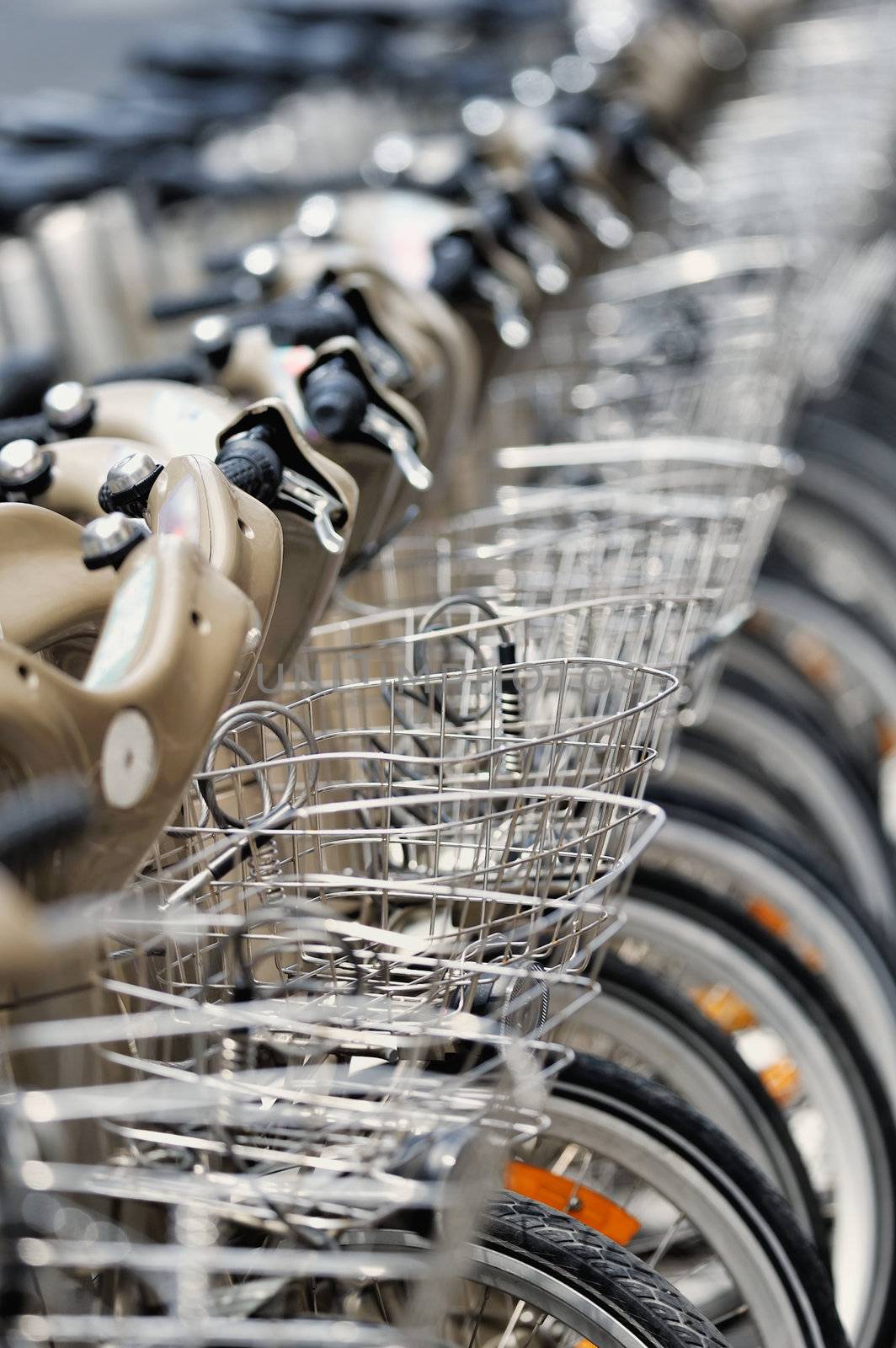 Group of bicycles on the Parisian street