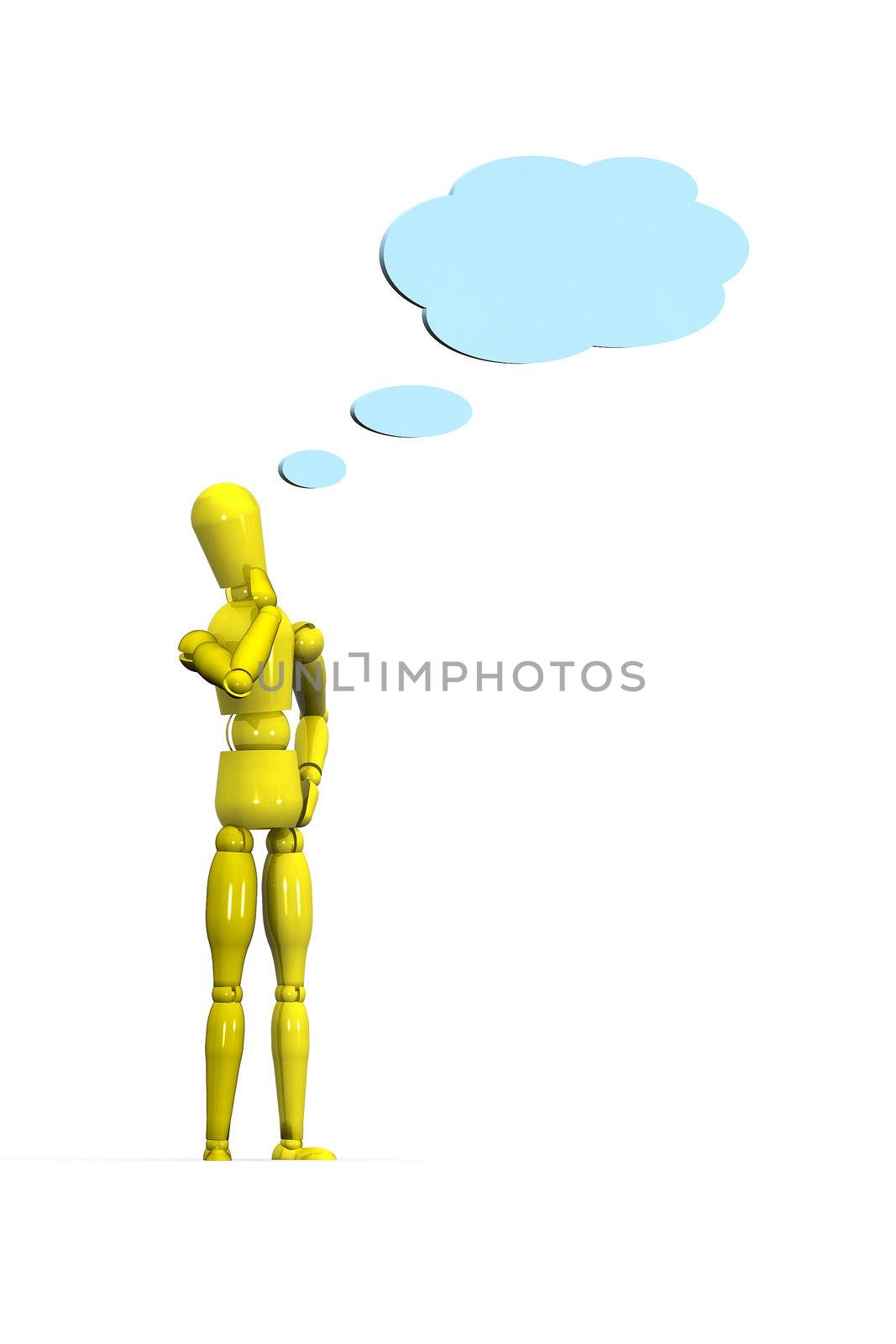 A Colourful 3d Rendered Thinking Man Concept Illustration