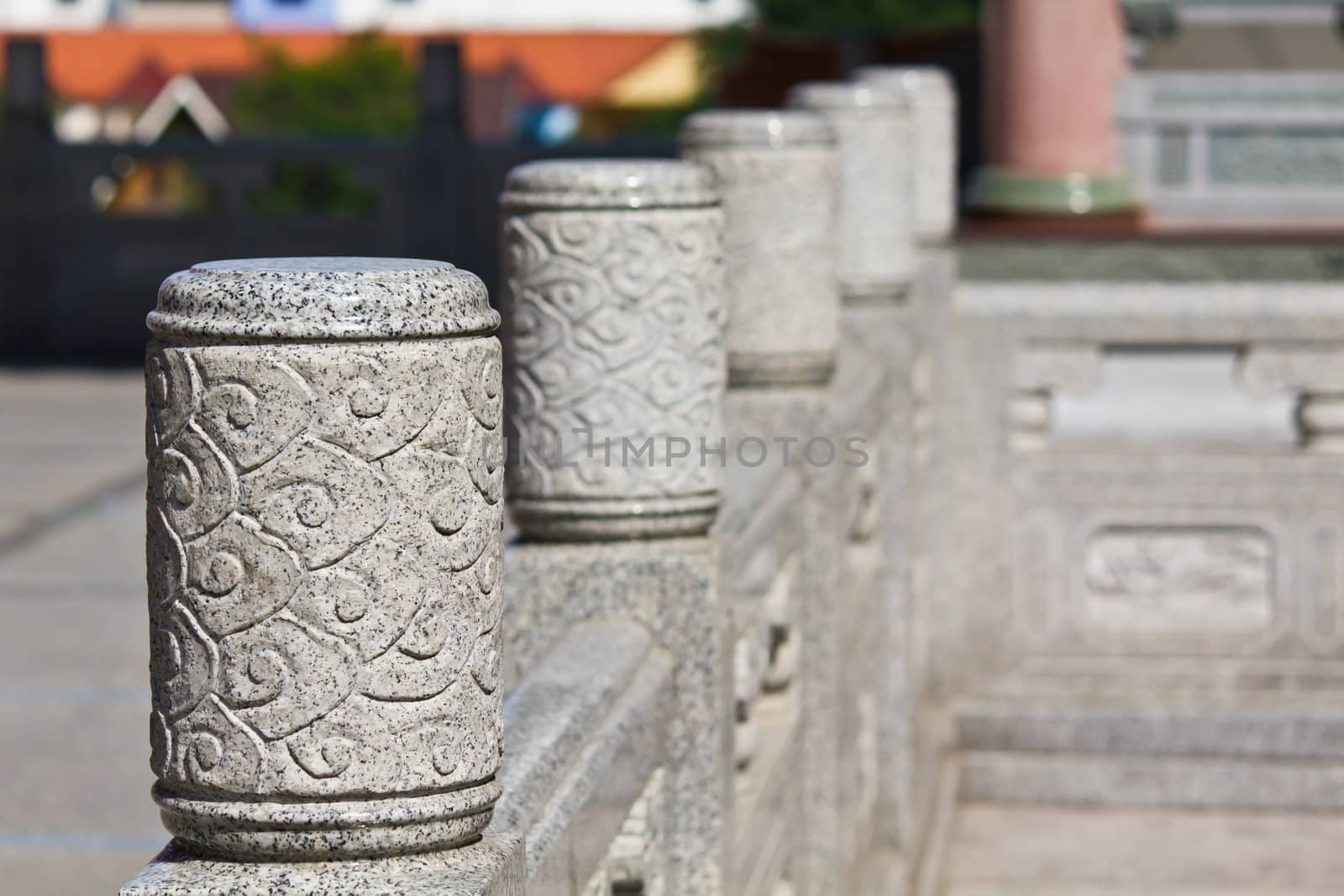 A head of column chinese style in chinese temple Thailand