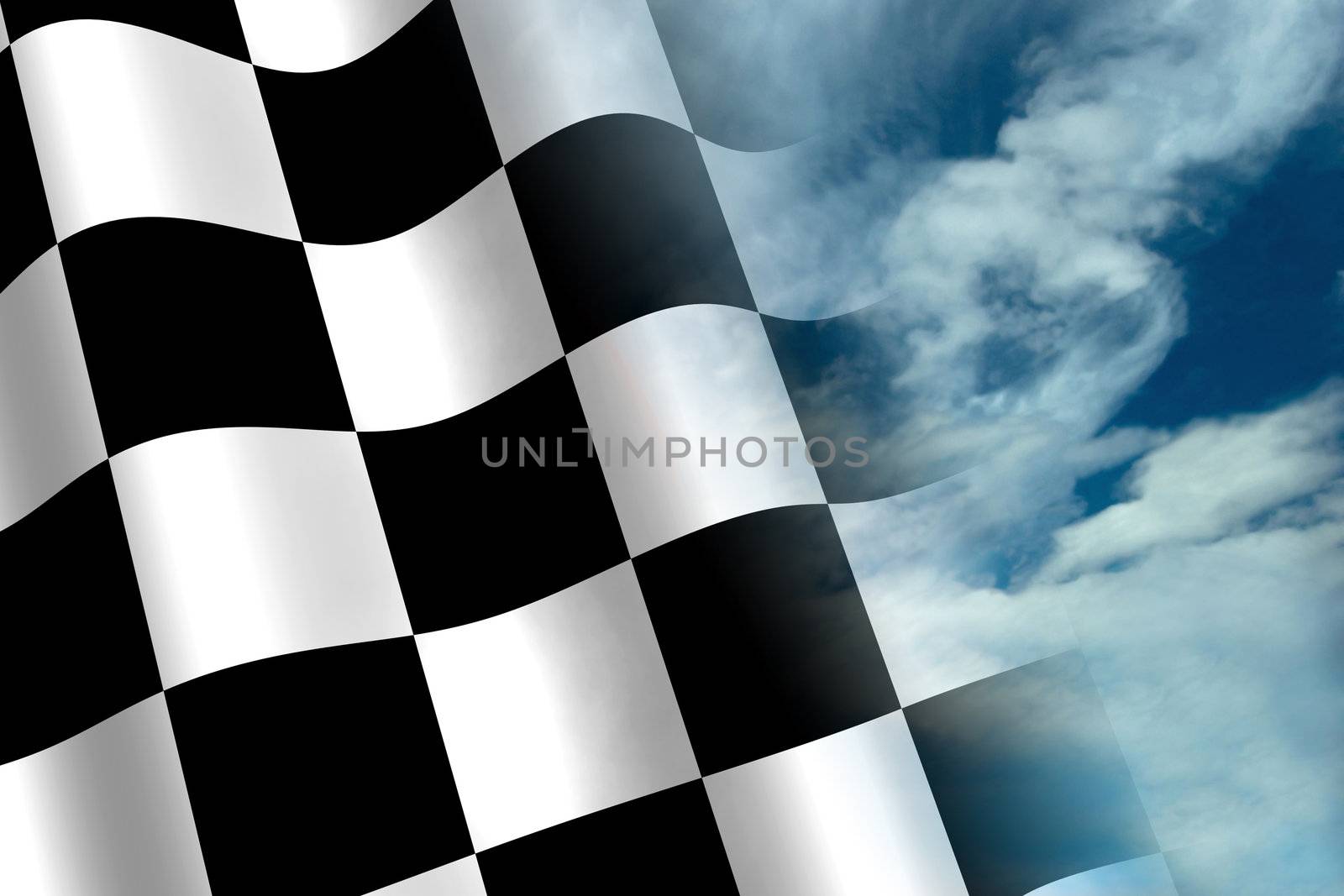 A Colourful Chequered Flag and Sky Concept Illustration