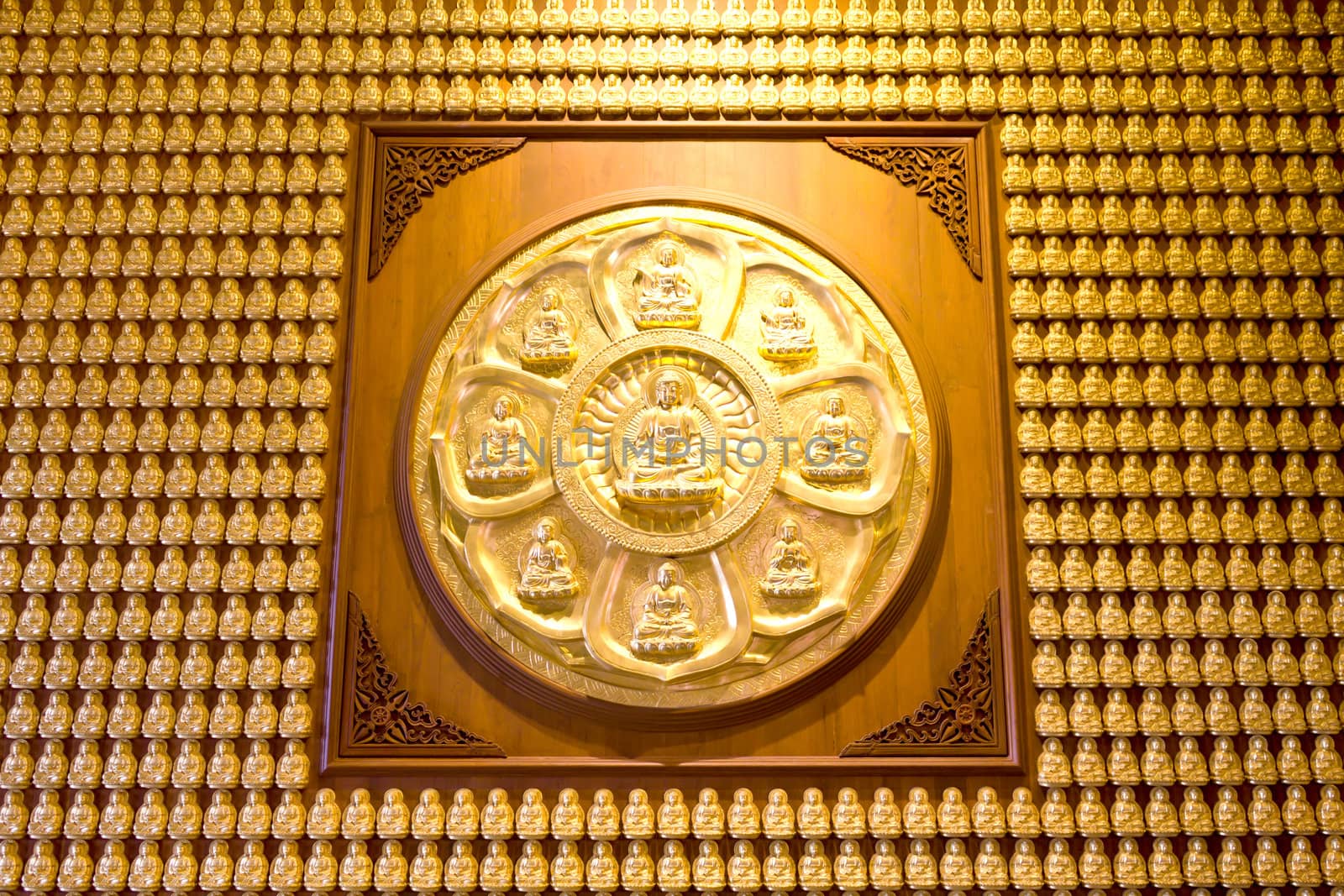 Million of golden Buddha statue in chinese temple Thailand