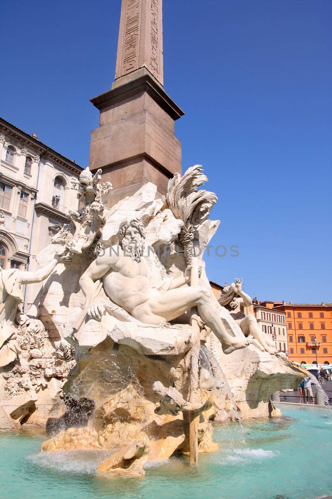 Piazza Navona, fontana dei Fiumi del Bernini in Rome, Italy