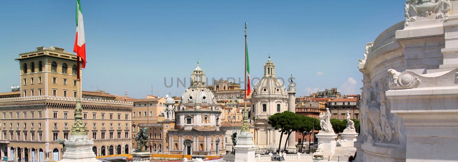 view of panorama Rome, Italy, skyline from Vittorio Emanuele, Piazza Venezia
