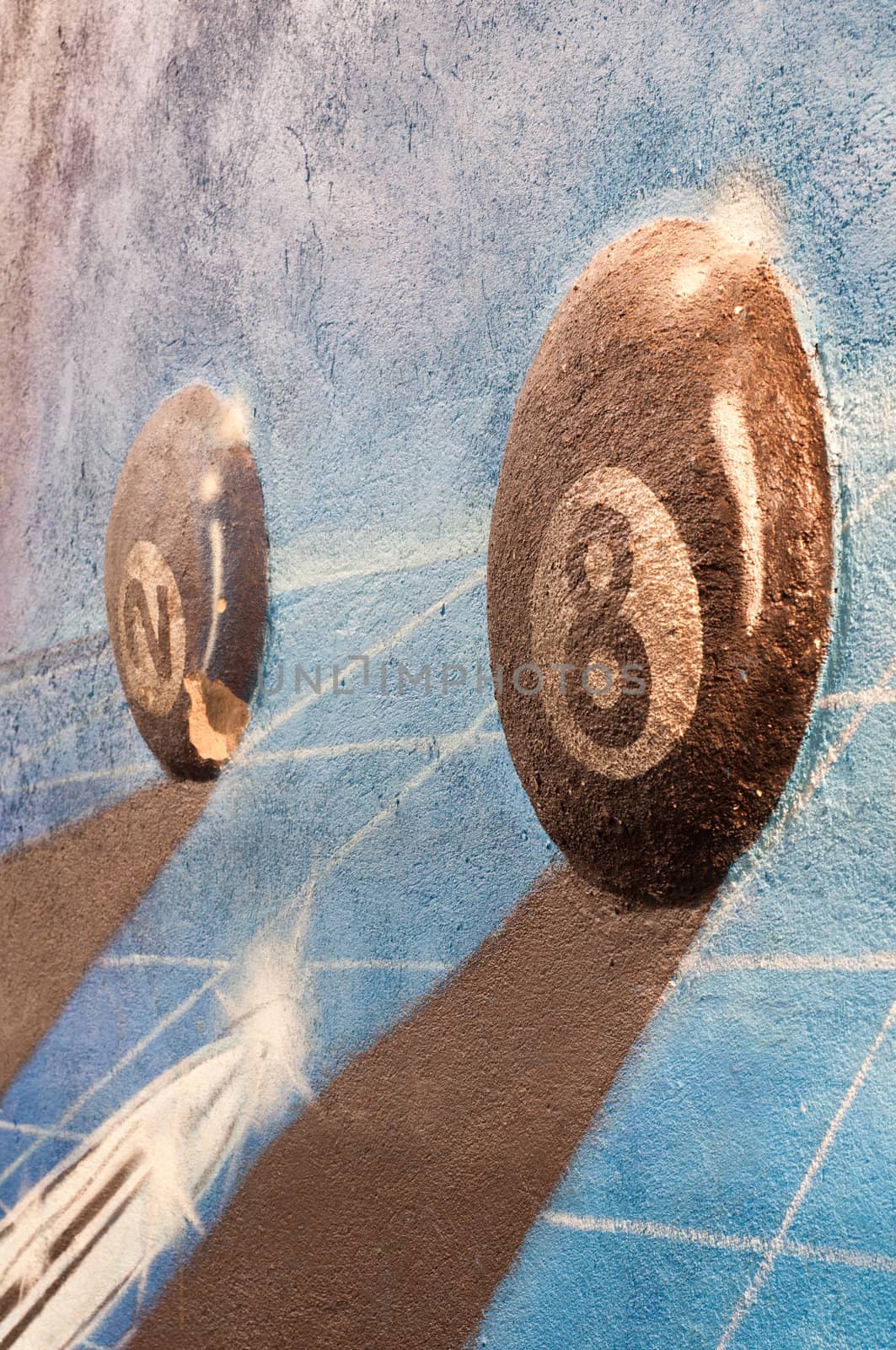 Shot of billiard balls illustration on the wall