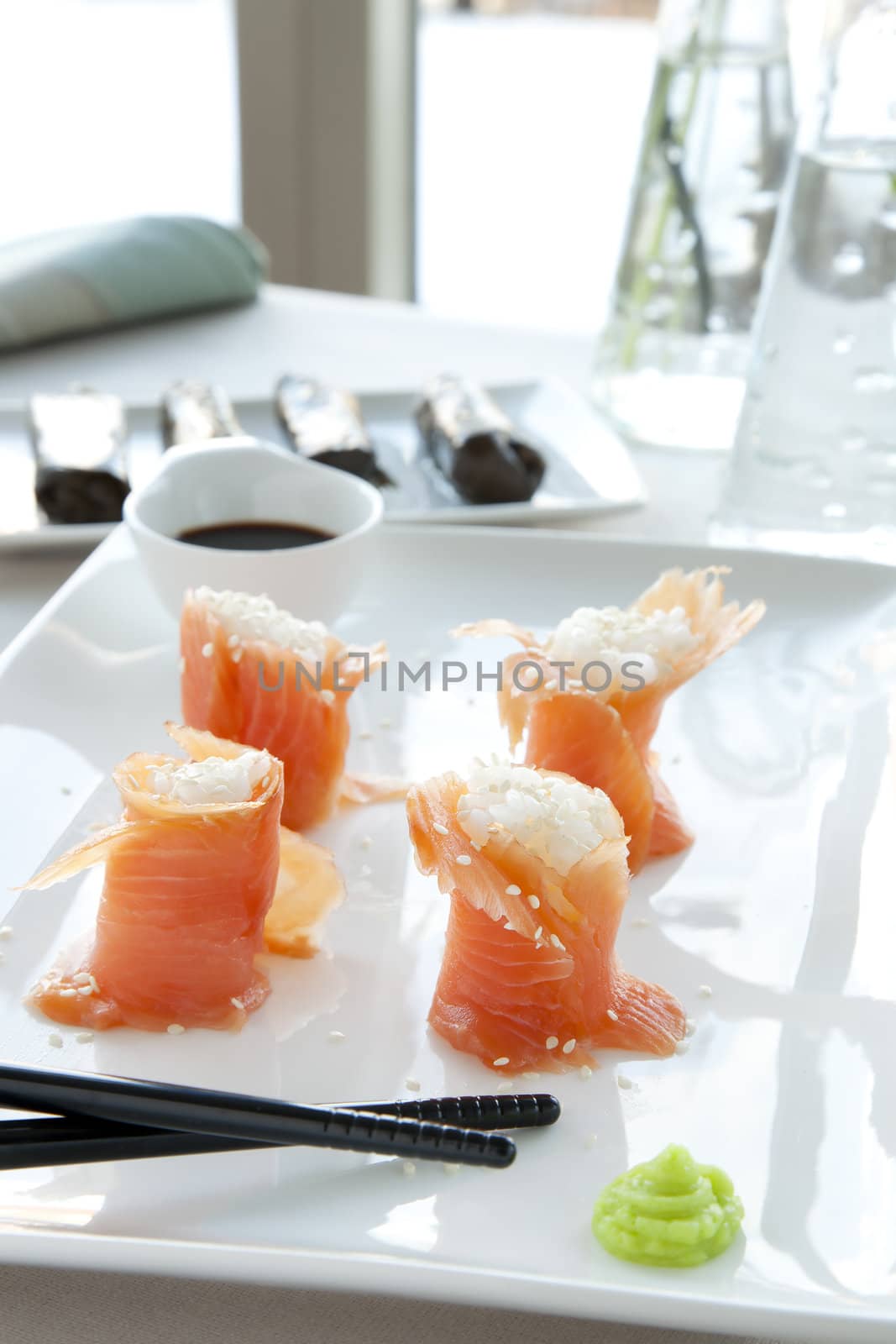Salmon Sushi Appetizer by charlotteLake