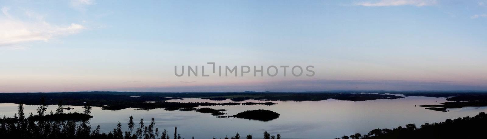 View of a beautiful lake near the Alqueva dam on the Alentejo, Portugal.