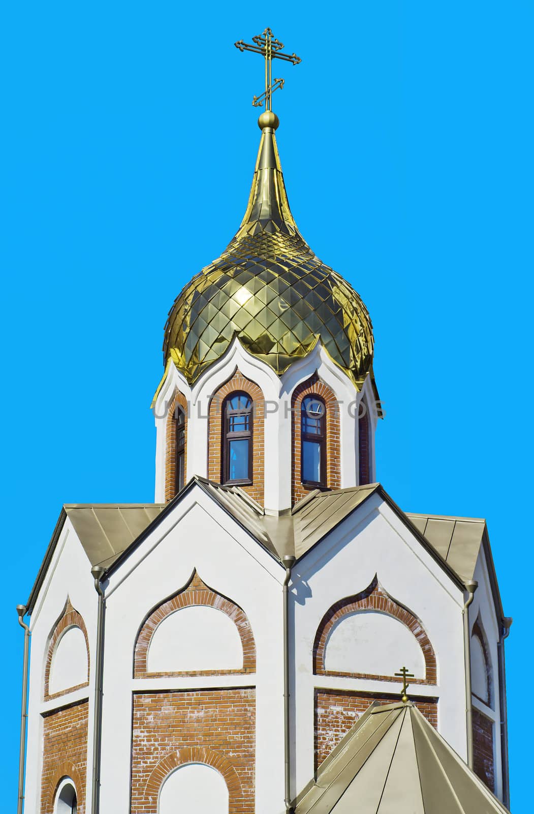 Dome of orthodox church against the blue sky